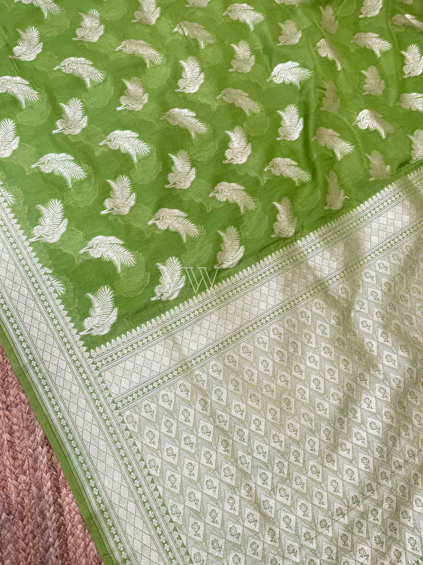 Green Georgette Silk Banarasi Saree - Water Zari