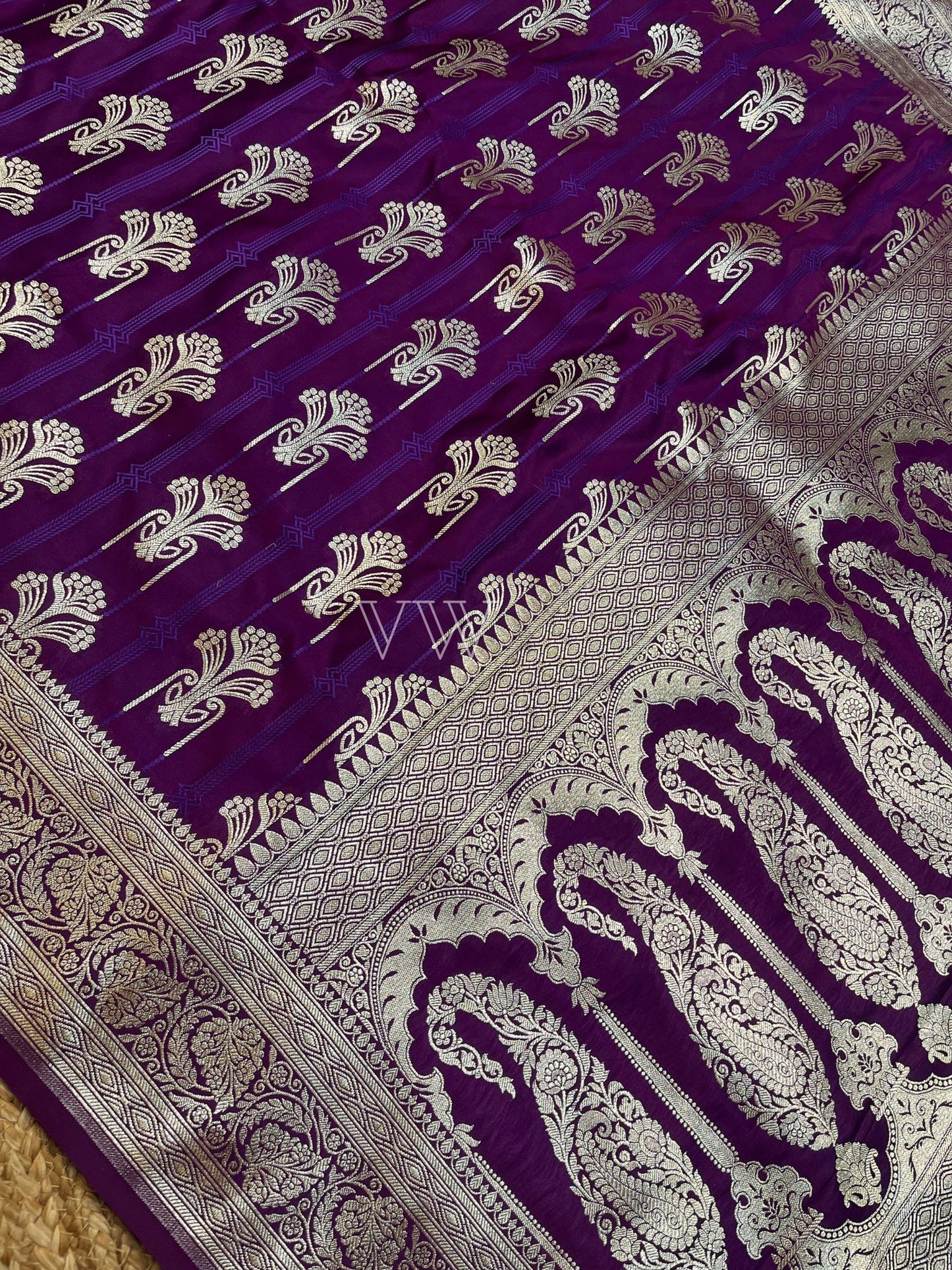 Purple Tanchui Mashru Silk Banarasi Saree