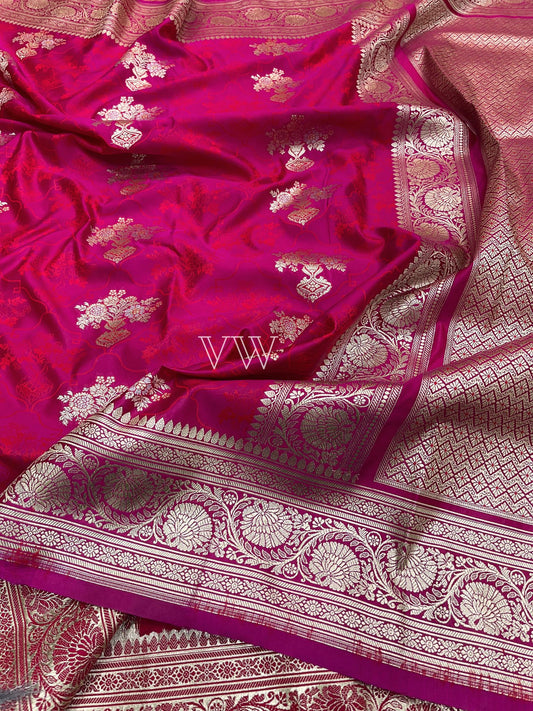 Rani Pnk Tanchui Mashru Silk Banarasi Saree - Meenakari