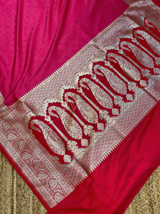 Hot Pink Tanchui Mashru Silk Banarasi Saree