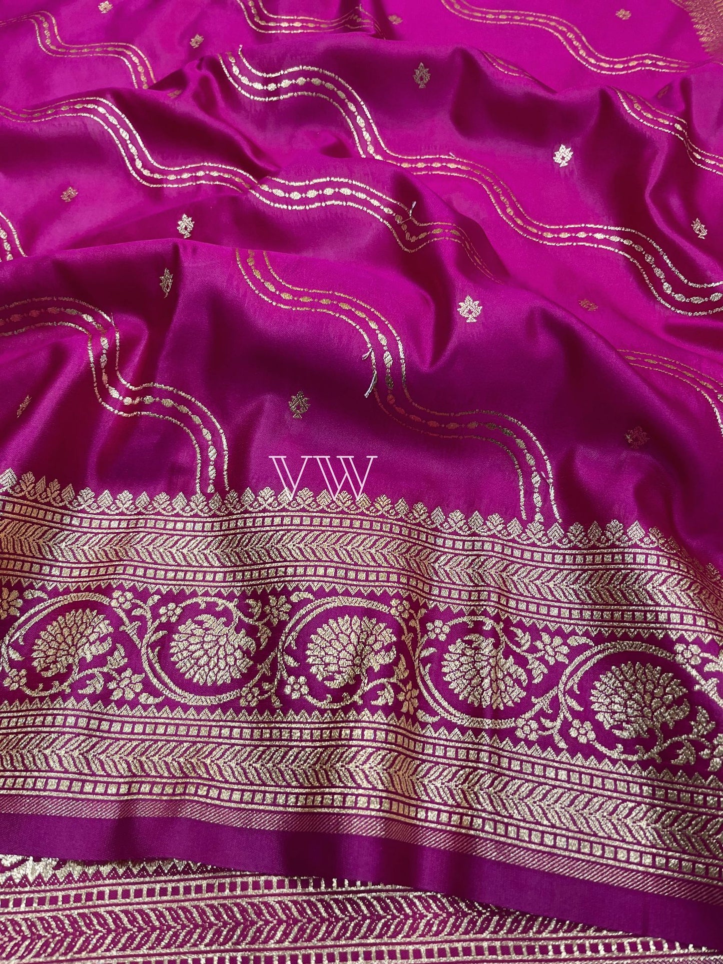 Rani Pink Mashru Satin Silk Banarasi Saree - Jaal work