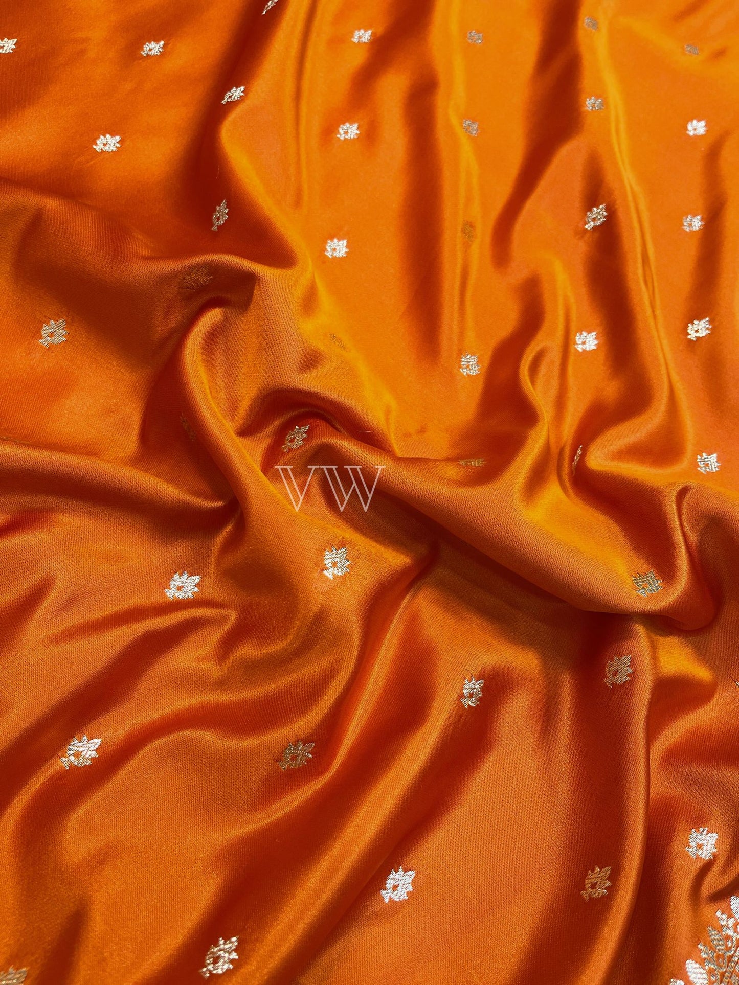 Orange Mashru Satin Silk Banarasi Saree - Motifs