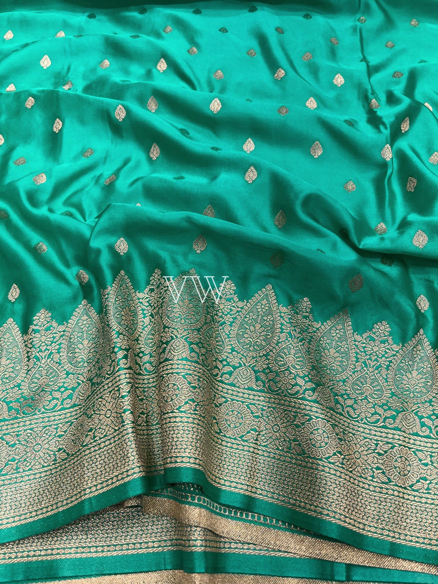 Sea Green Mashru Satin Silk Banarasi Saree - Motifs