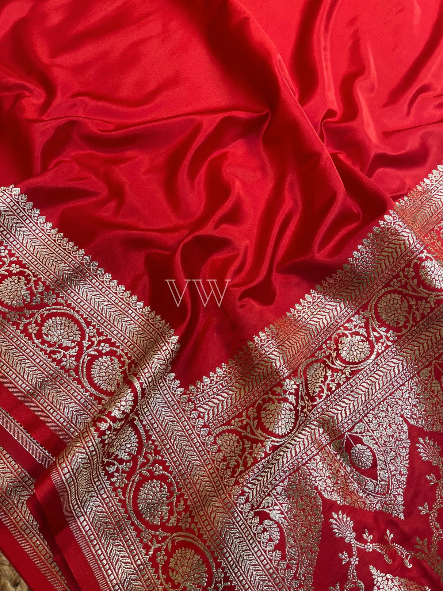 Red Mashru Satin Silk Banarasi Saree