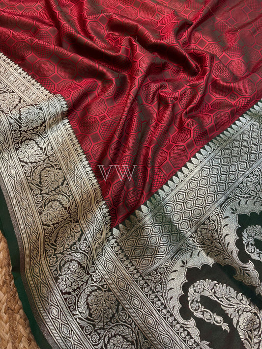 Maroon Tanchui Mashru Silk Banarasi Saree