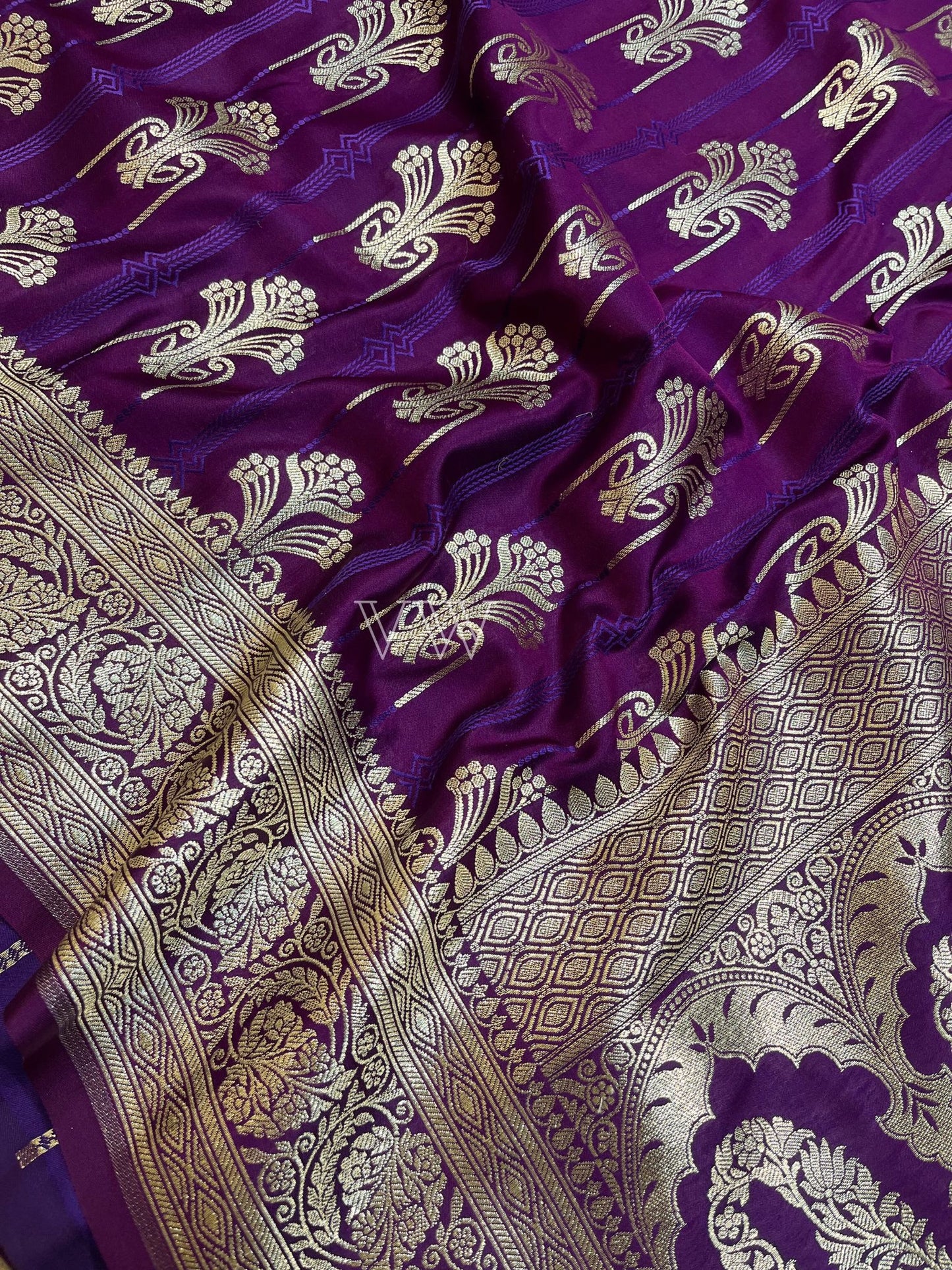 Purple Tanchui Mashru Silk Banarasi Saree