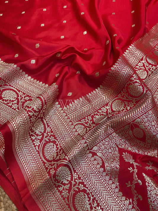 Red Mashru Satin Silk Banarasi Saree - Motifs