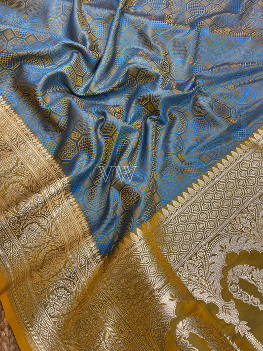 Dual Shade Tanchui Mashru Silk Banarasi Saree