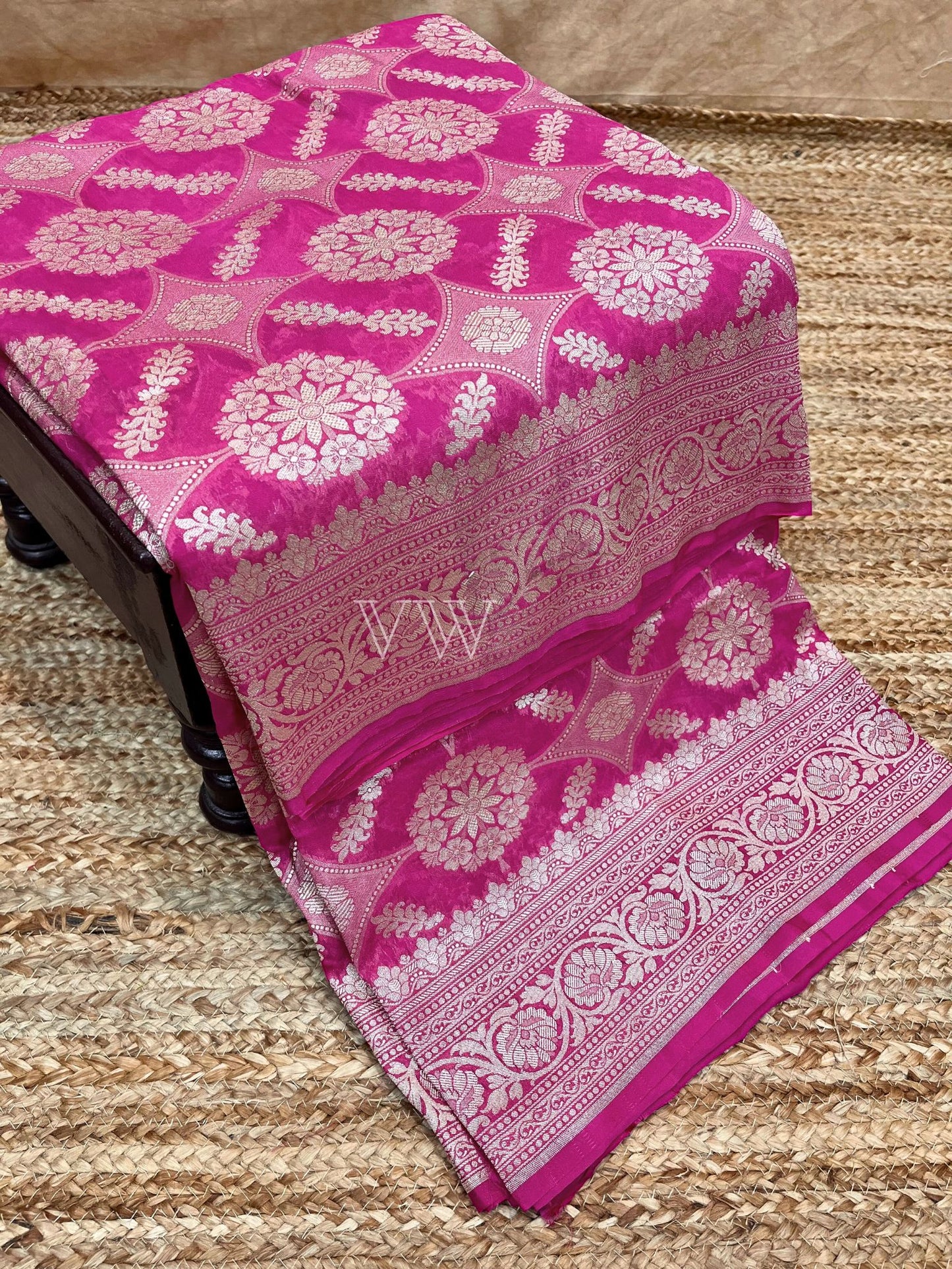 Pink Georgette Silk Banarasi Saree - Water Zari