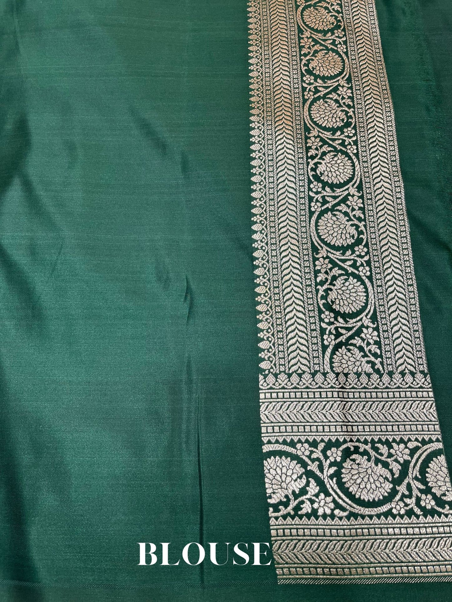 Bottle Green Mashru Satin Silk Banarasi Saree - Jaal work