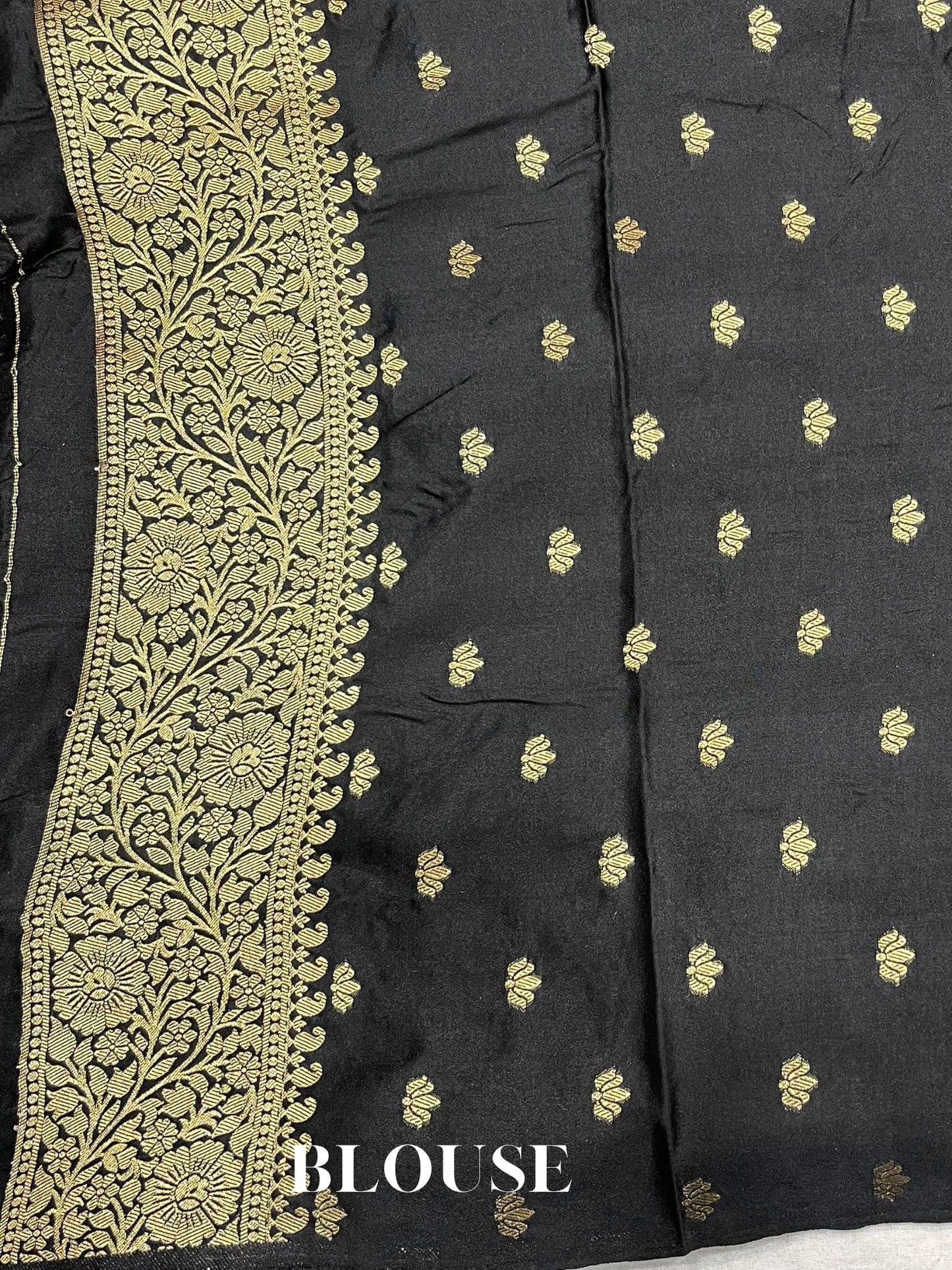 Black Mashru Satin Silk Banarasi Saree - Motifs