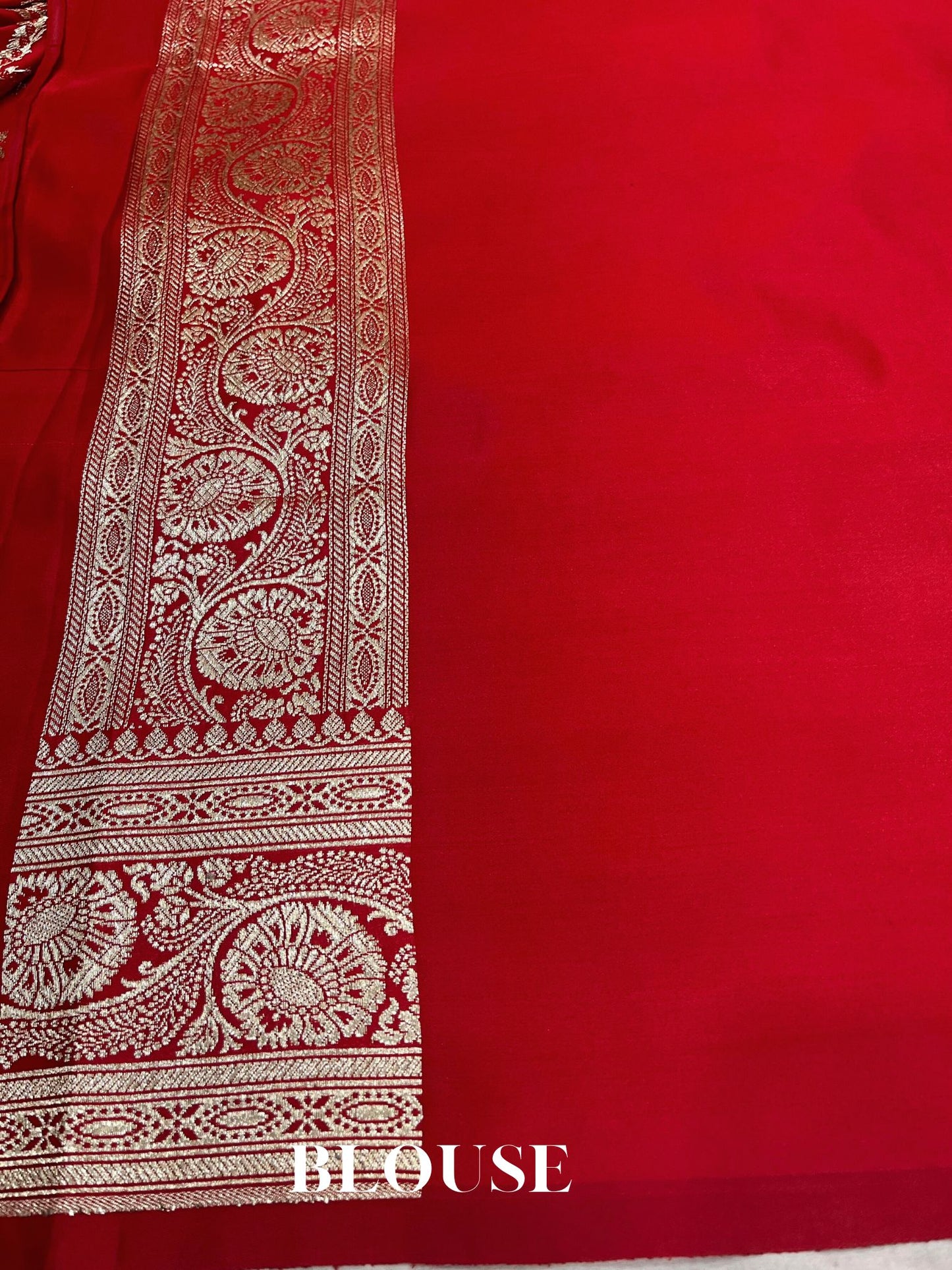 Red Mashru Satin Silk Banarasi Saree - Jaal work