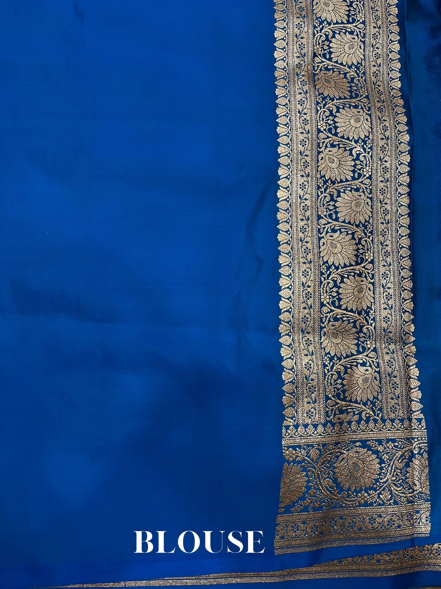 Blue Mashru Satin Silk Banarasi Saree - Jaal work