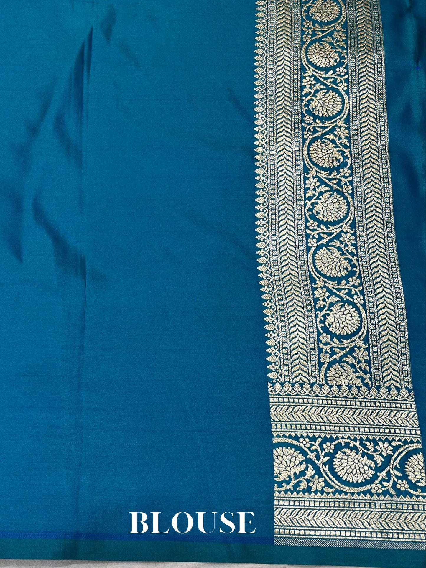 Denim Blue Mashru Satin Silk Banarasi Saree - Jaal work