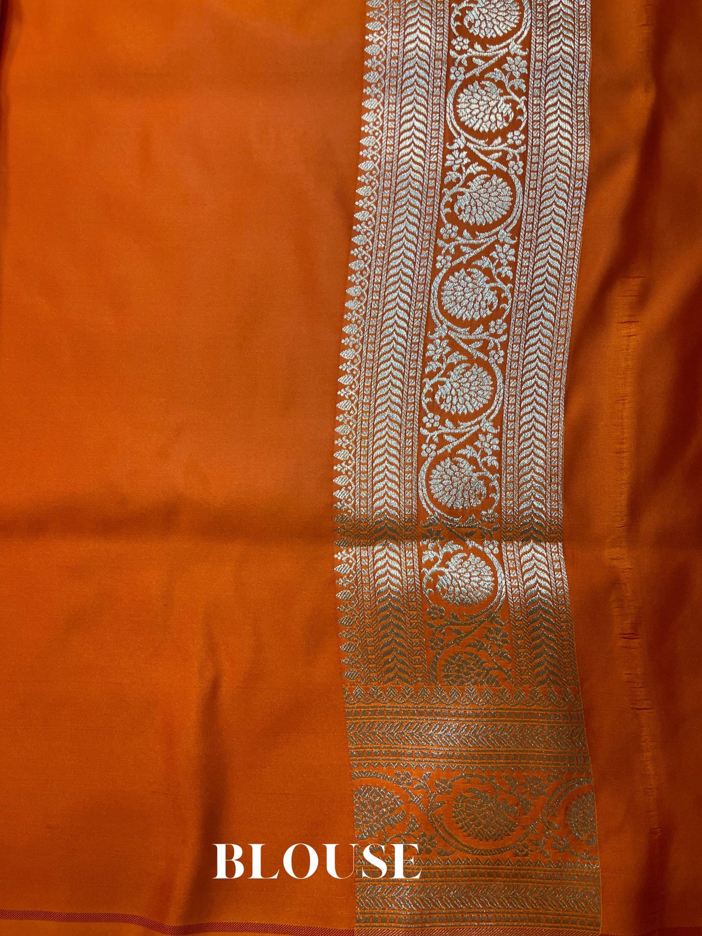 Orange Mashru Satin Silk Banarasi Saree - Motifs