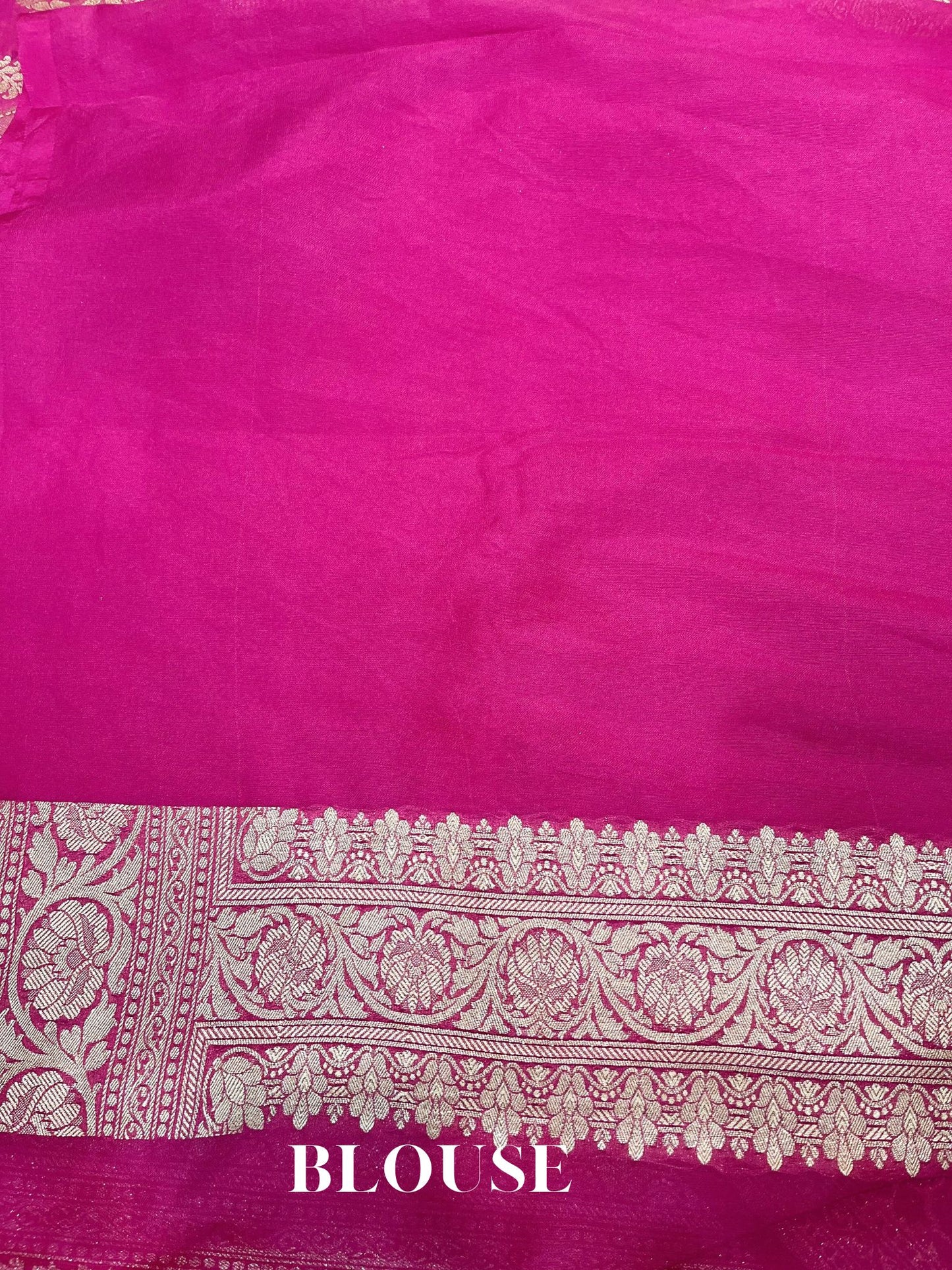 Pink Georgette Silk Banarasi Saree - Water Zari