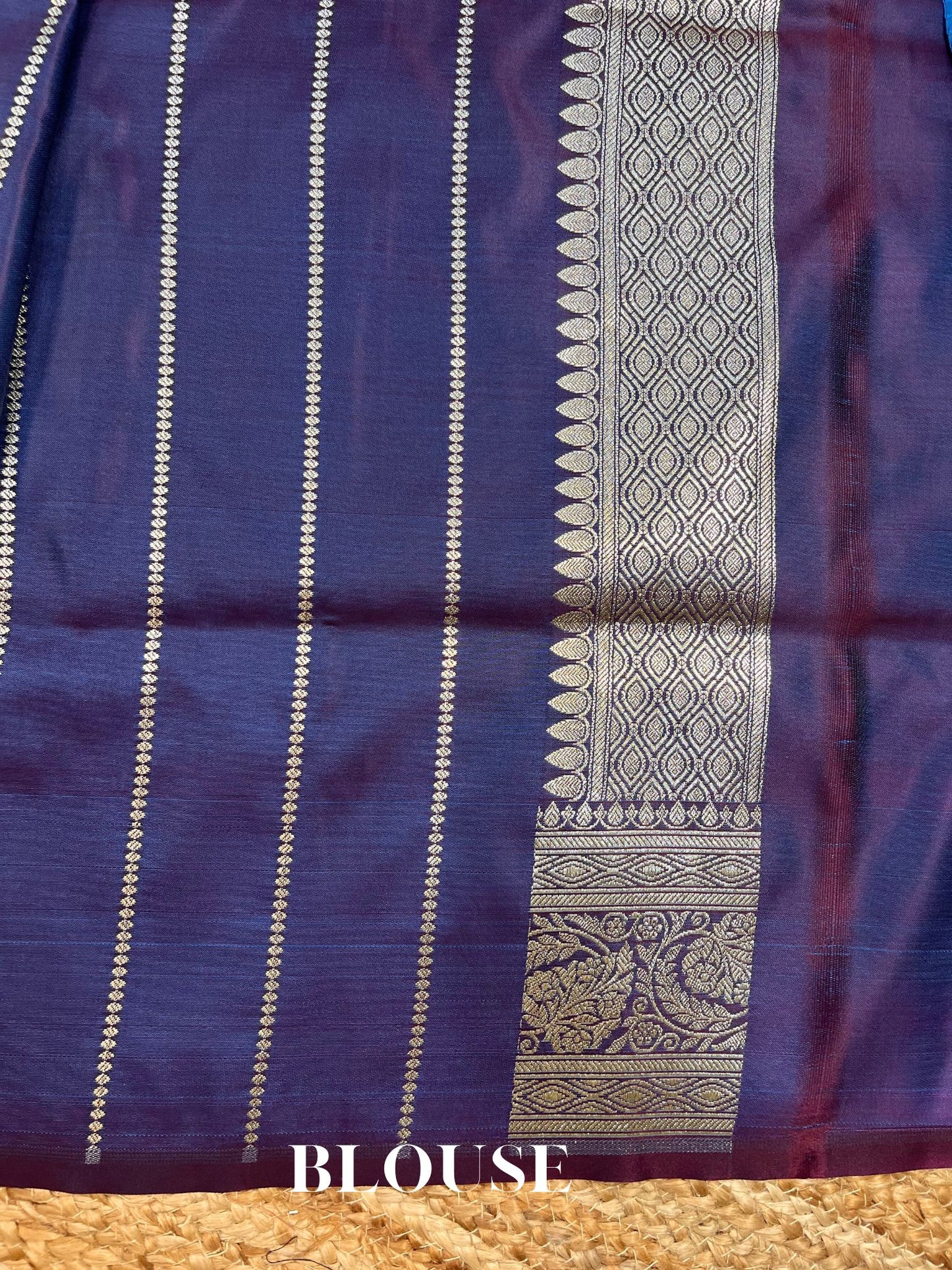 Dual Shade Tanchui Mashru Silk Banarasi Saree