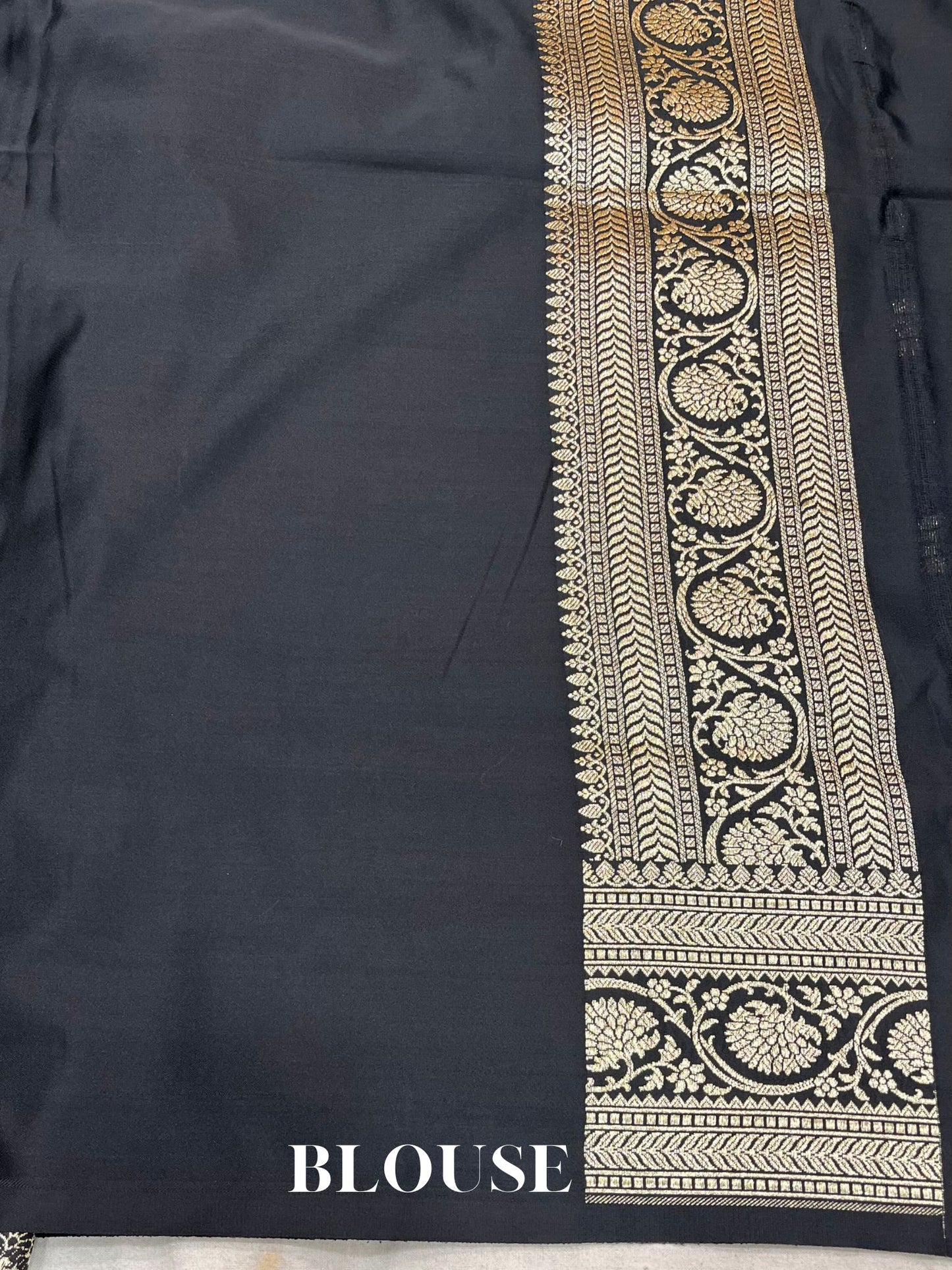 Black Mashru Satin Silk Banarasi Saree - Jaal work