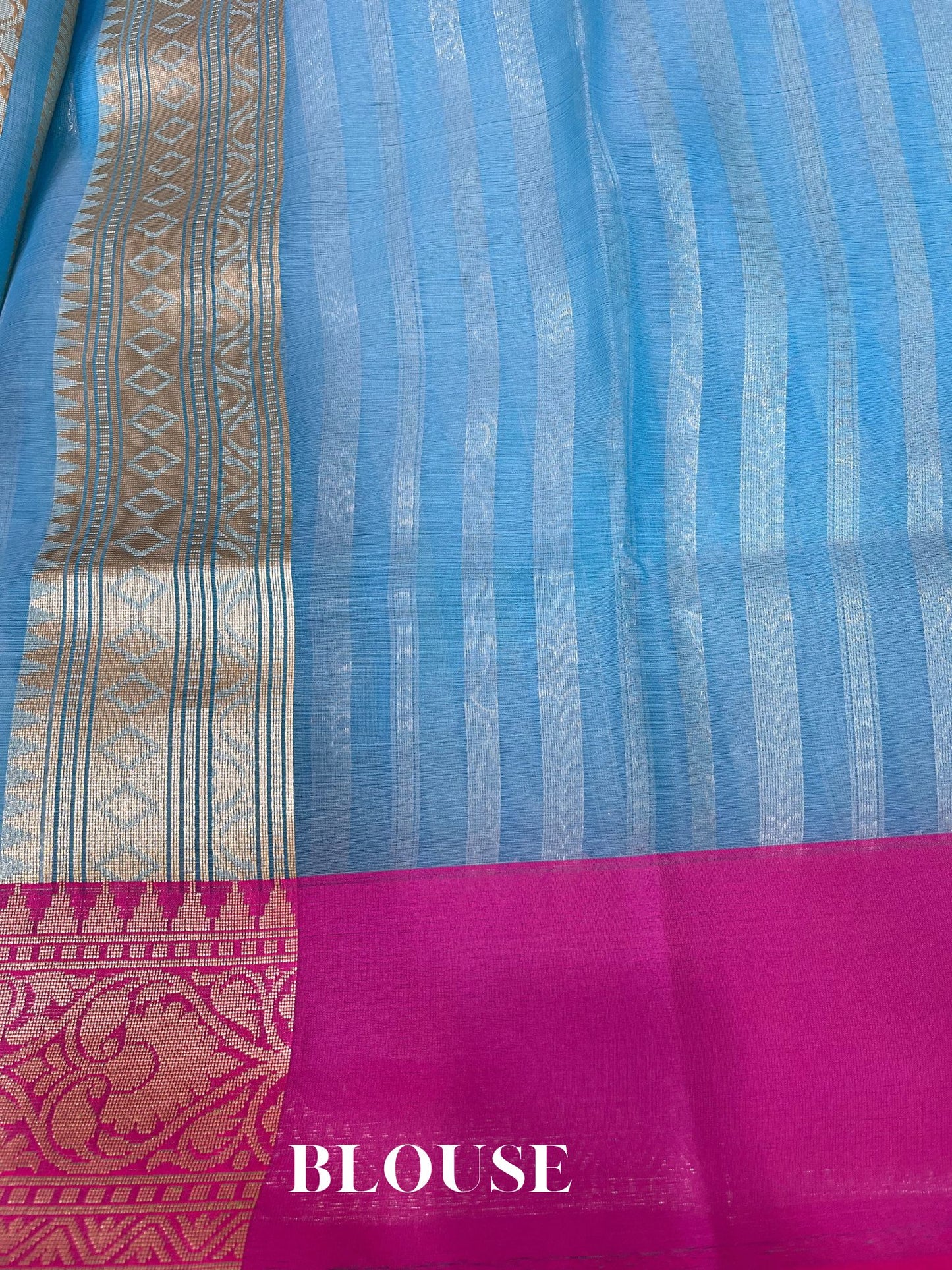 Dual Shade Kora Organza Silk Banarasi Saree - Stripes