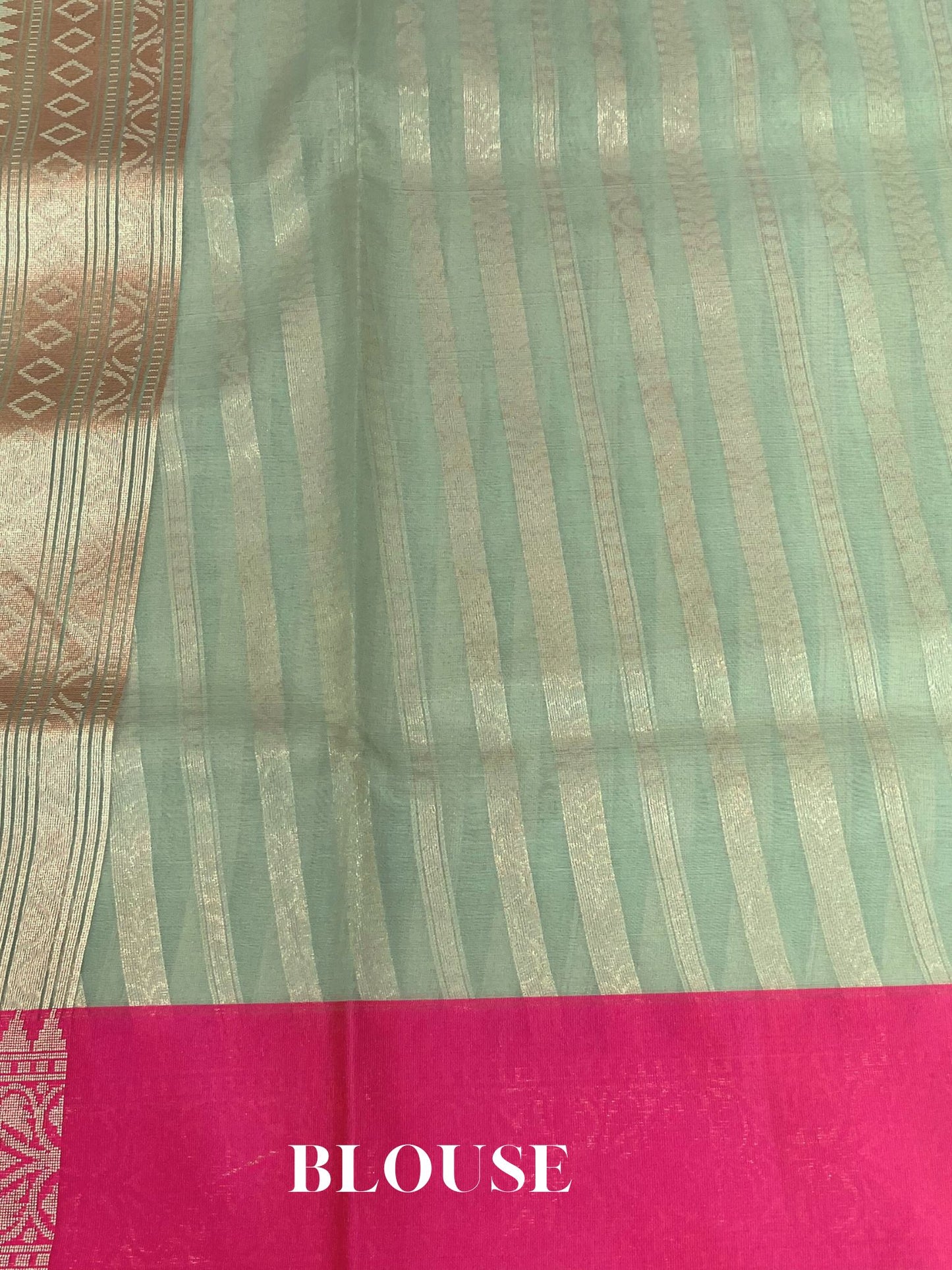 Dual Shade Kora Organza Silk Banarasi Saree - Stripes