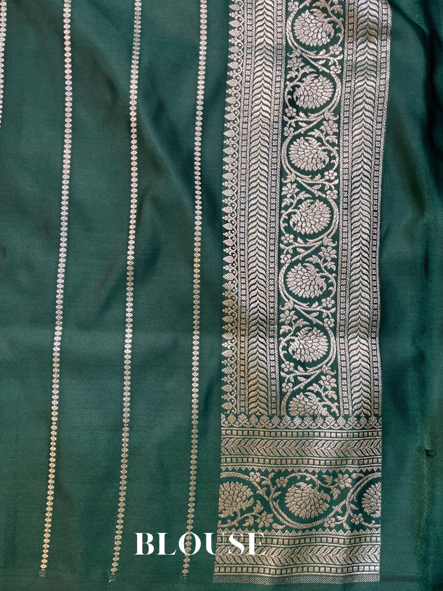 Bottle Green Mashru Satin Silk Banarasi Saree