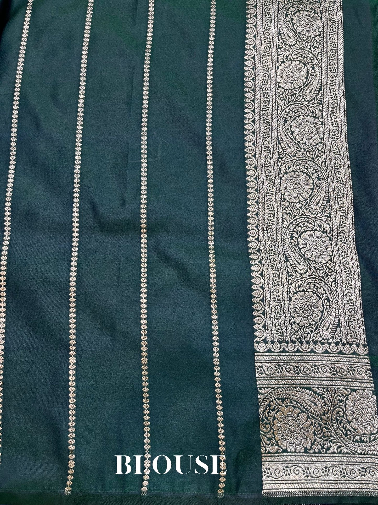 Bottle Green Tanchui Mashru Silk Banarasi Saree - Meenakari