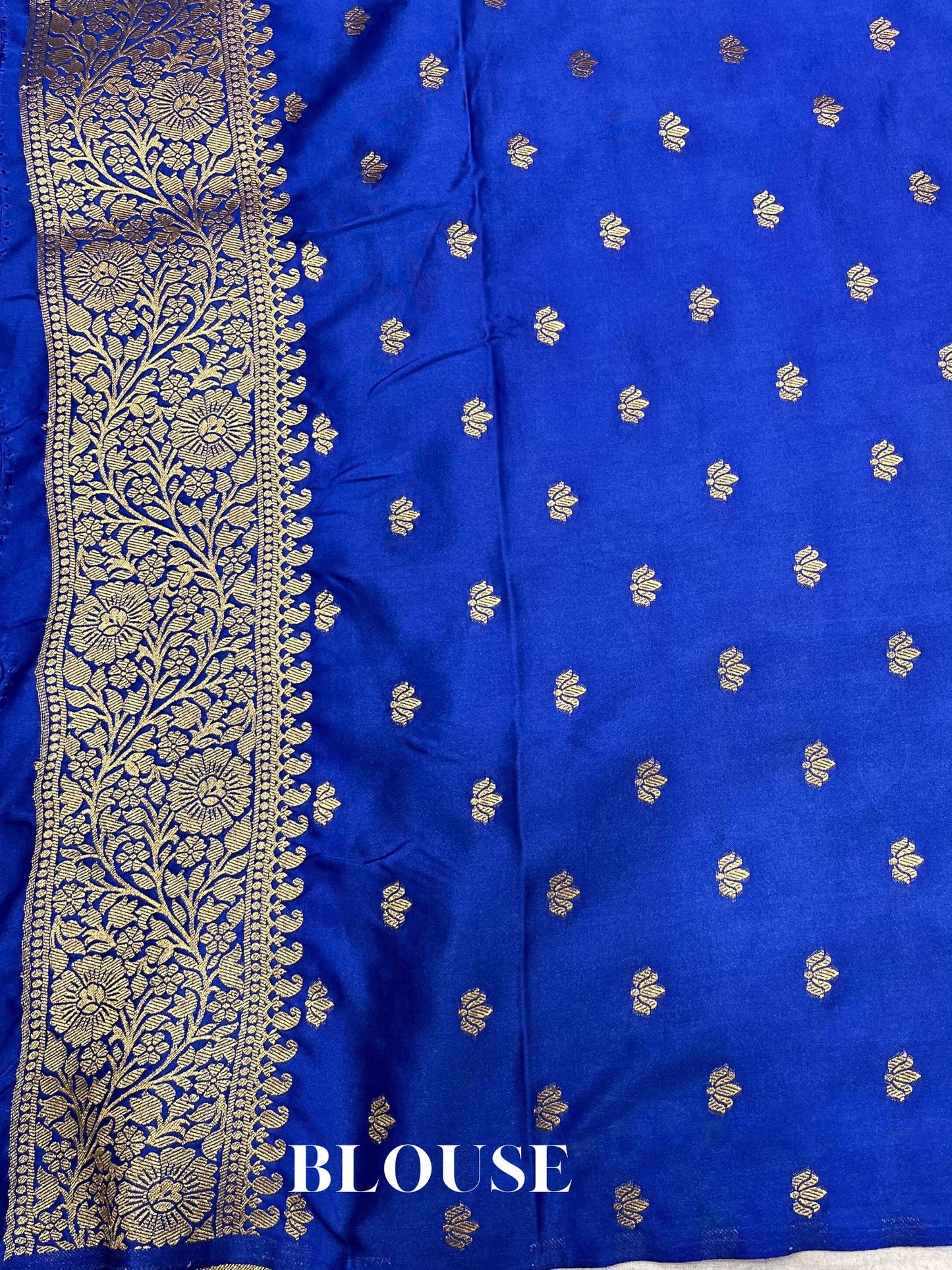 Royal Blue Mashru Satin Silk Banarasi Saree - Motifs