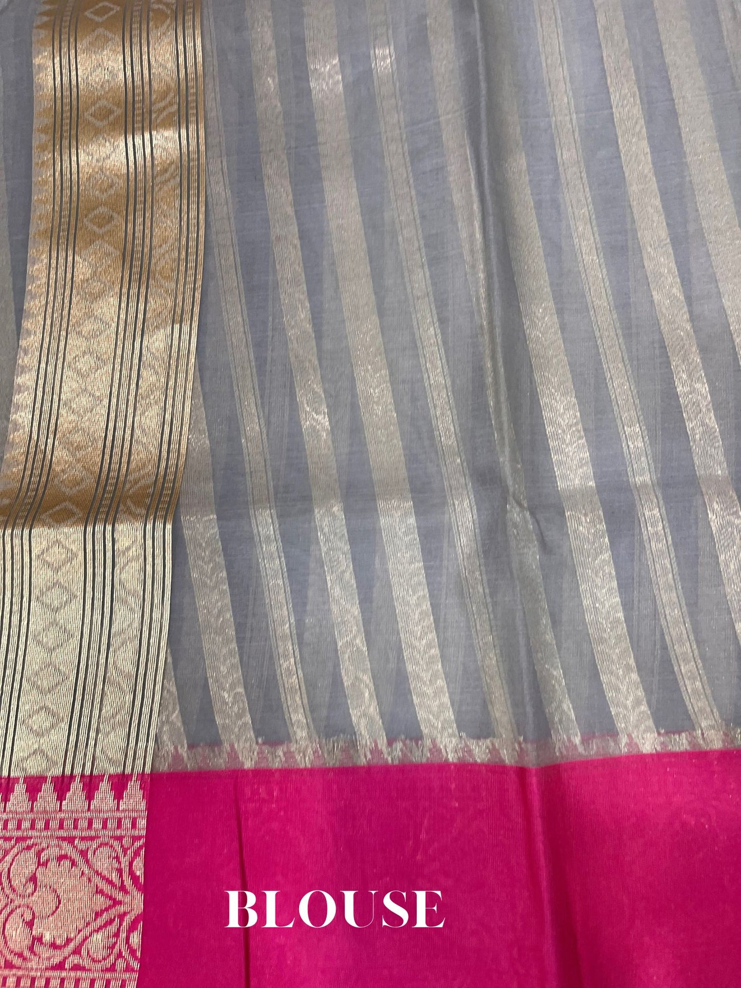 Dual Shade Kora Organza Silk Banarasi Saree - Stripes