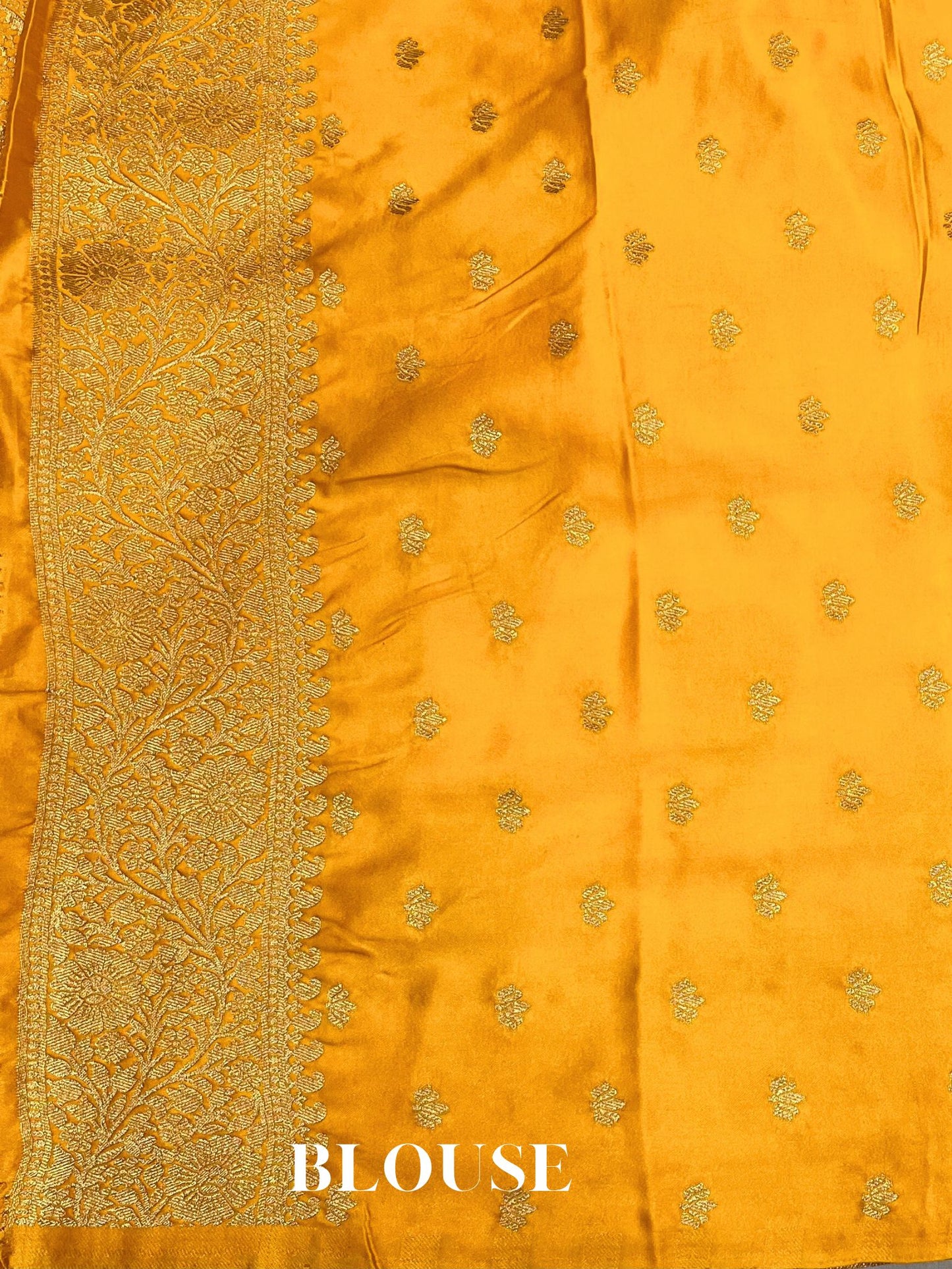 Yellow Mashru Satin Silk Banarasi Saree - Motifs