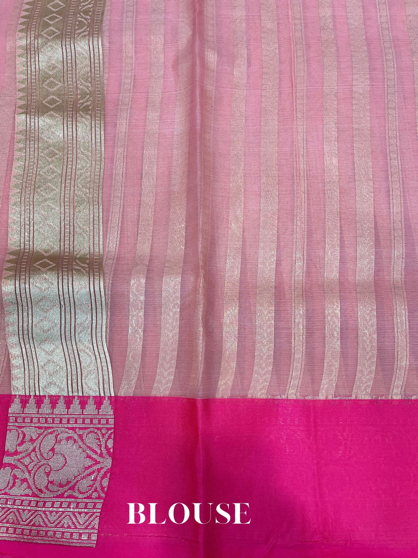 Dual Shade Kora Organza Silk Banarasi Saree - Stripes