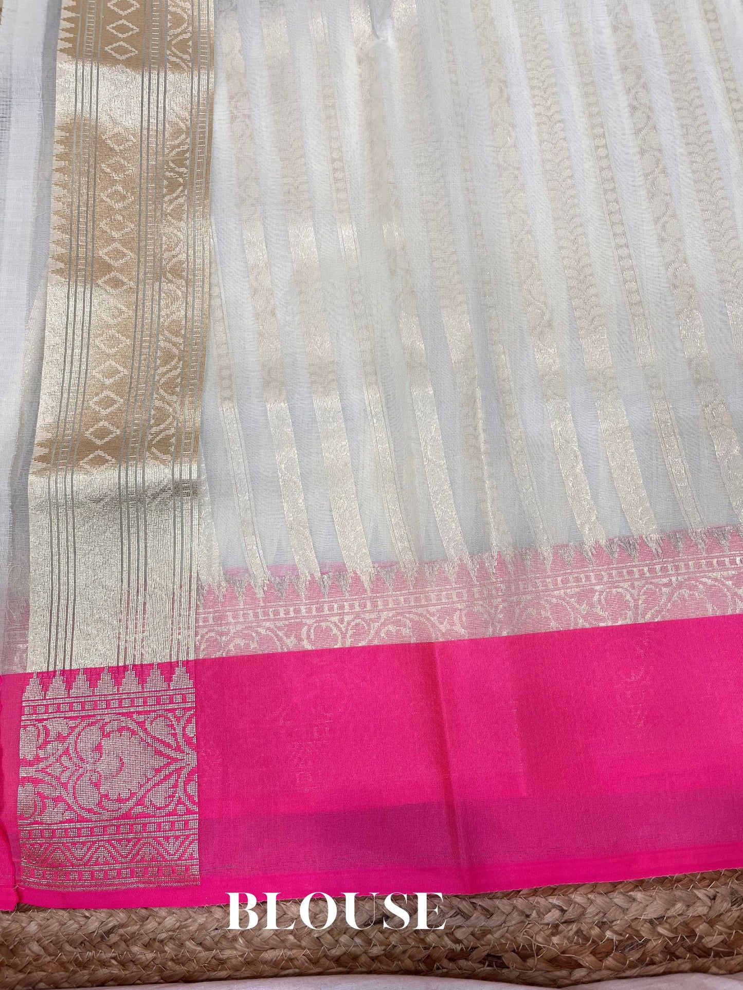 Dual Shade Kora Organza Silk Banarasi Saree - Stripes