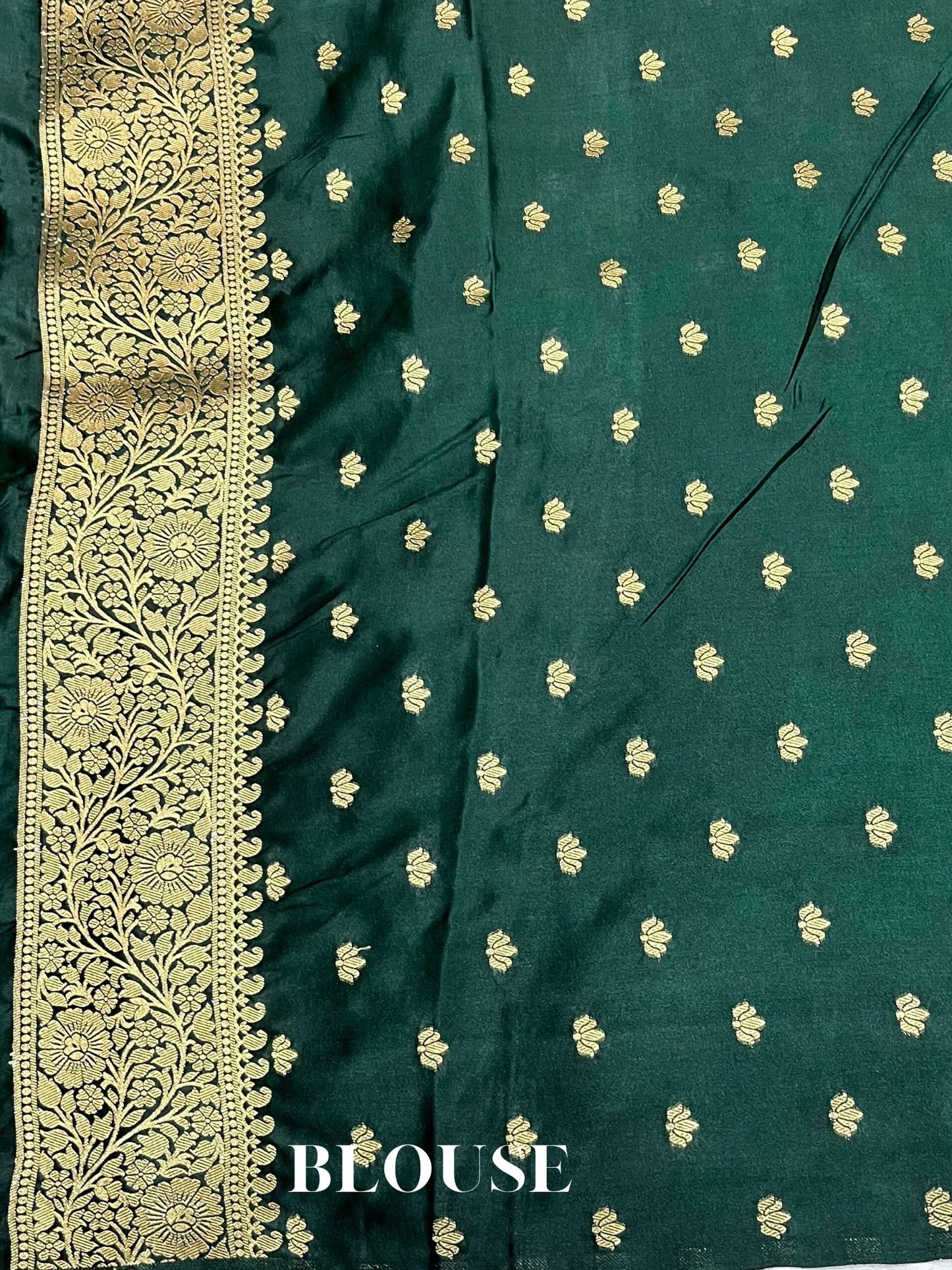 Bottle Green Mashru Satin Silk Banarasi Saree - Motifs