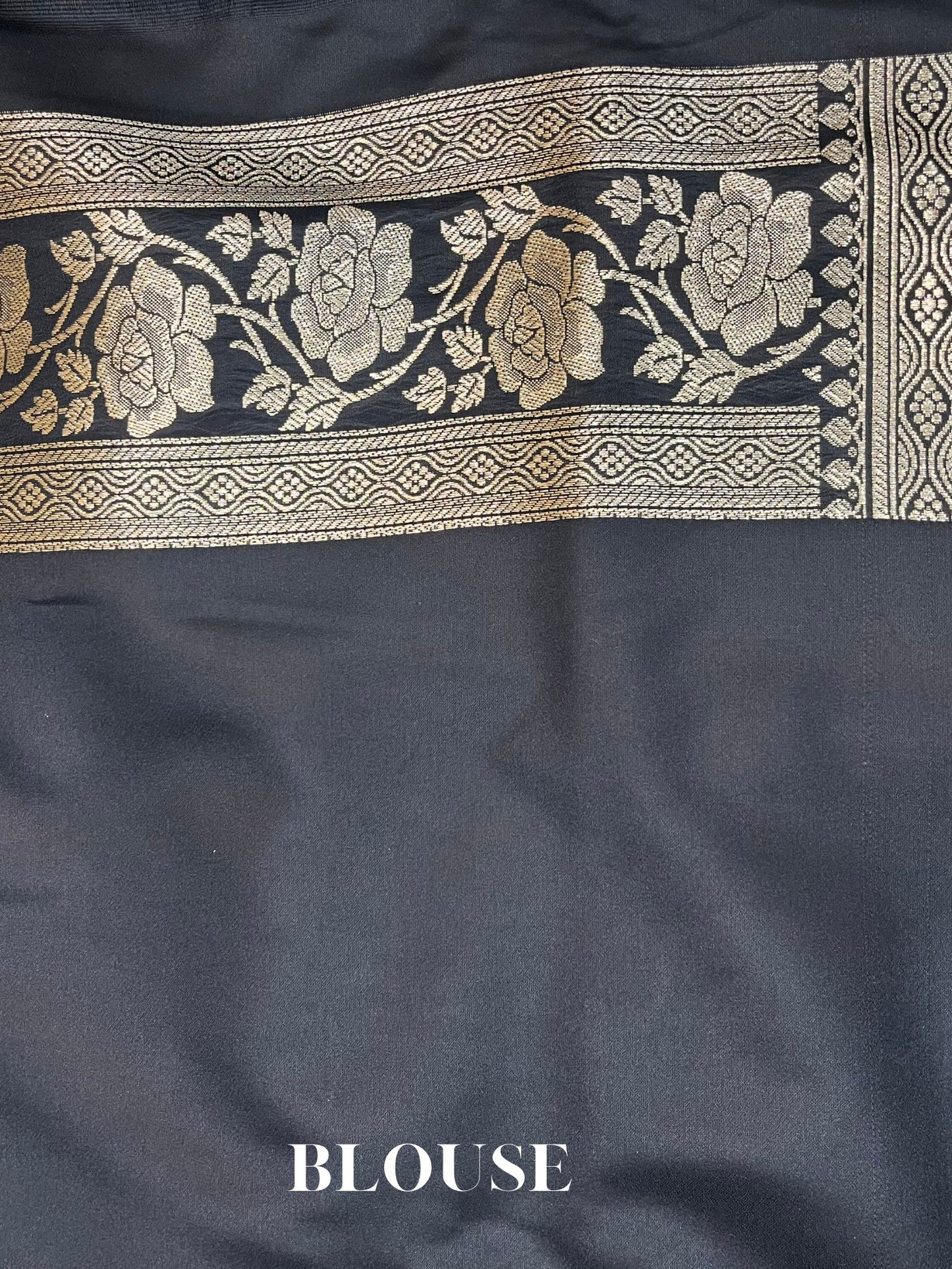 Black Mashru Satin Silk Banarasi Saree - Motifs