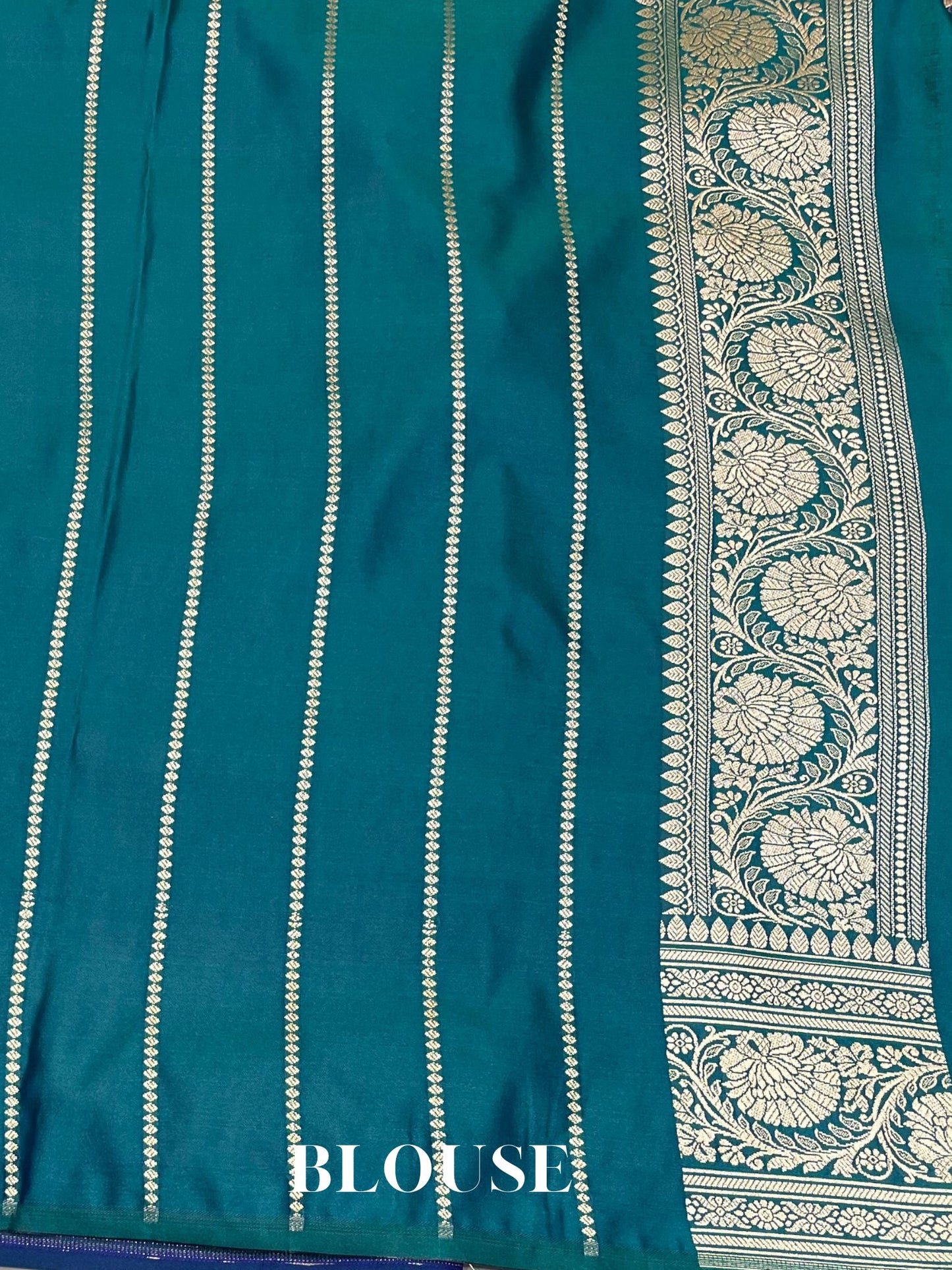 German Blue Tanchui Mashru Silk Banarasi Saree - Meenakari