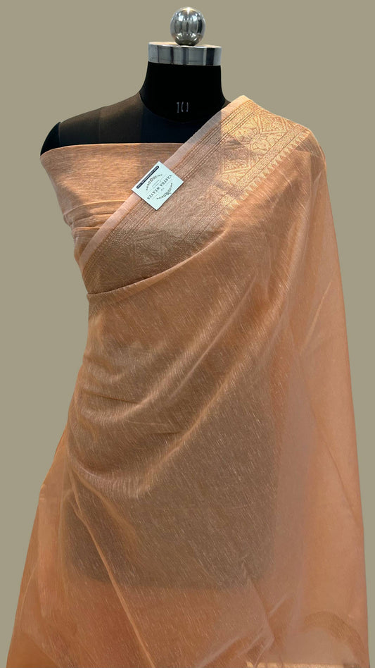 Linen Banarasi Saree - zari skirt border