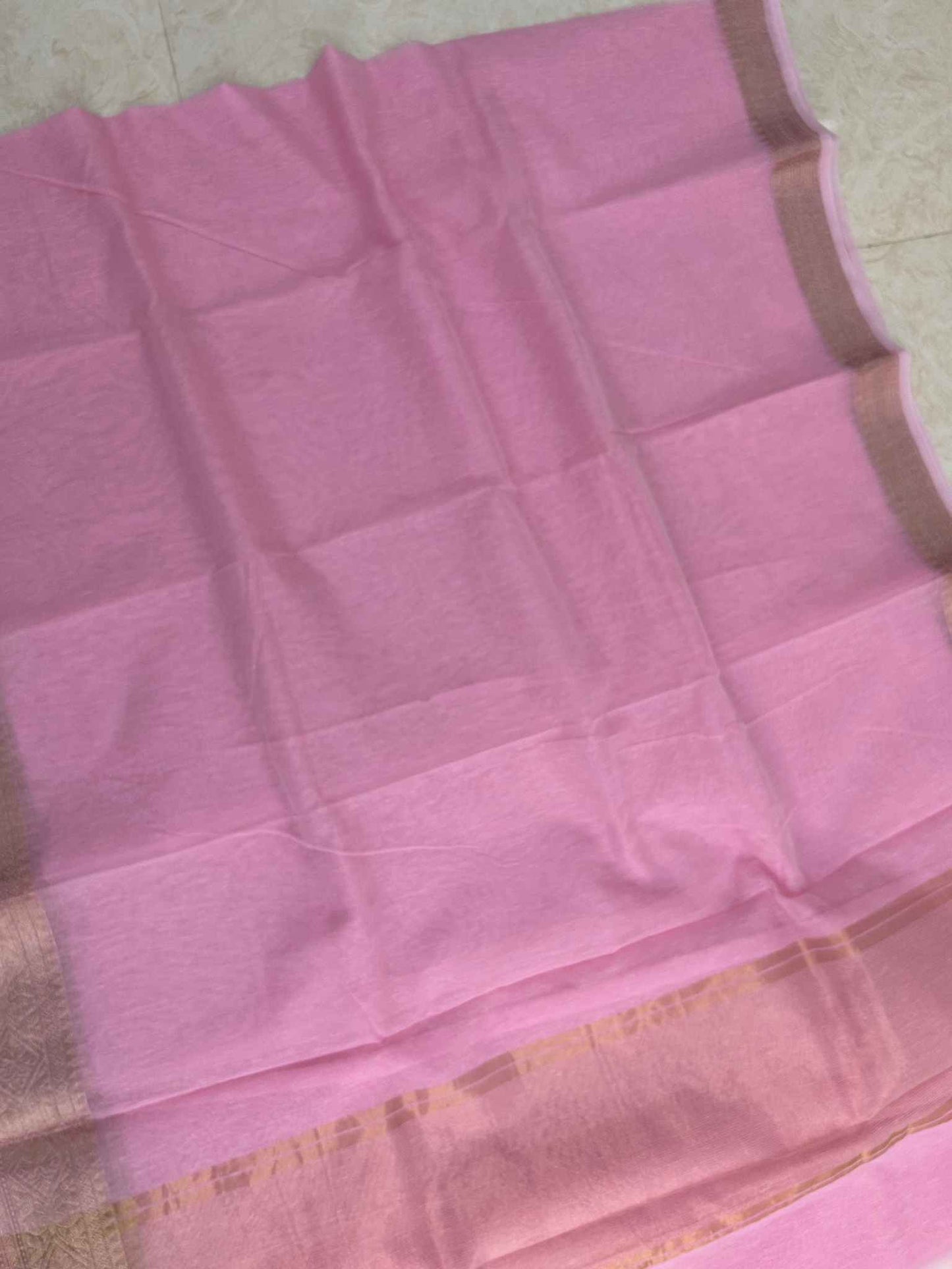 Linen Banarasi Saree - zari skirt border