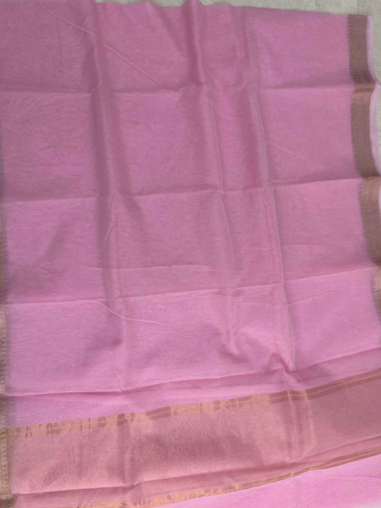 Linen Banarasi Saree - zari skirt border