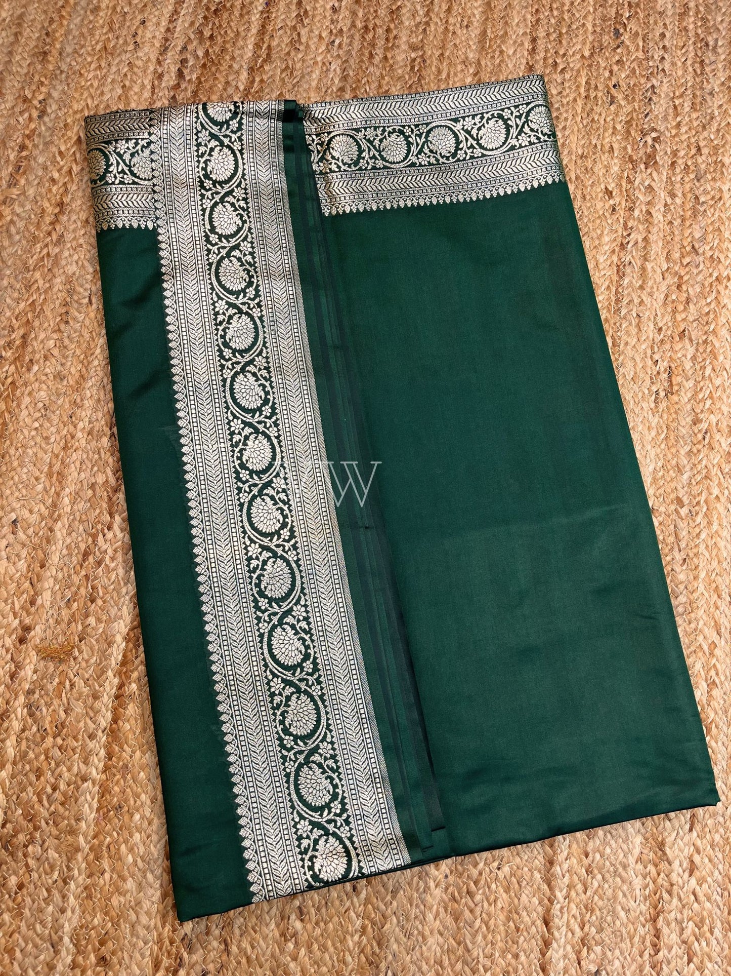 Bottle Green Mashru Satin Silk Banarasi Saree