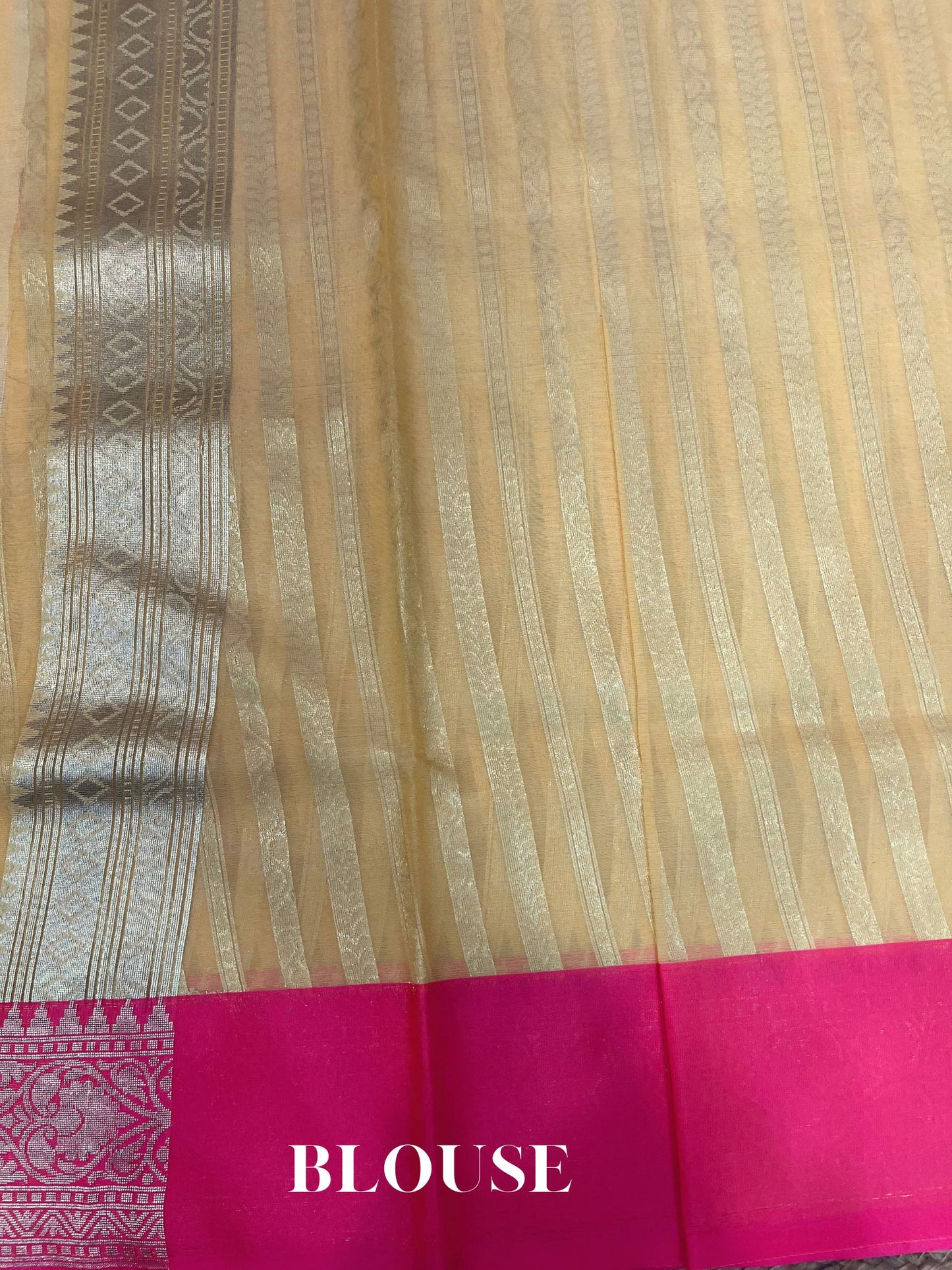 Dual Shade Kora Organza Silk Banarasi Saree - Stripes