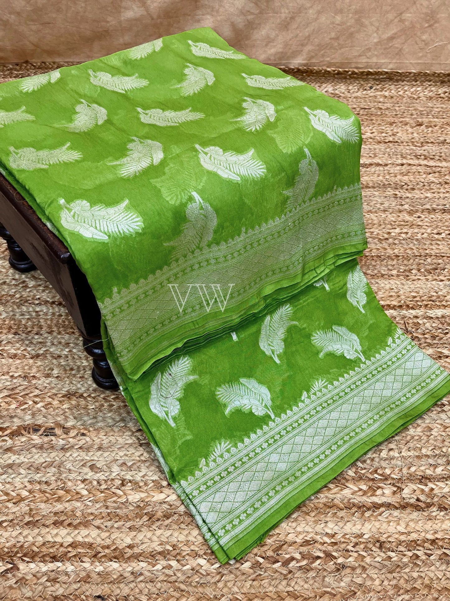 Green Georgette Silk Banarasi Saree - Water Zari