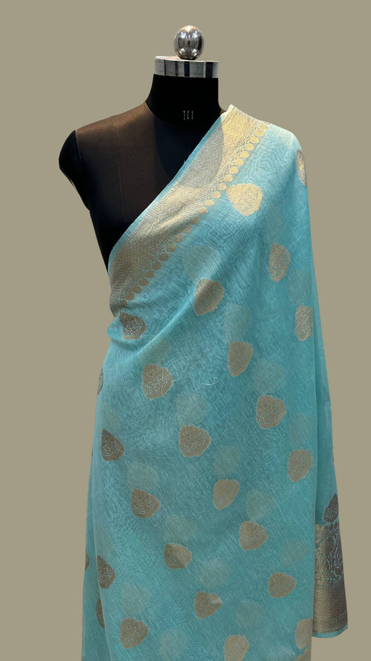 Pure Linen Banarasi Saree with zari weaving work