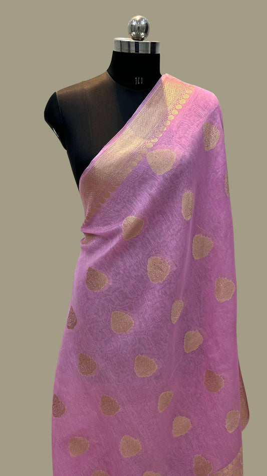 Pure Linen Banarasi Saree with zari weaving work