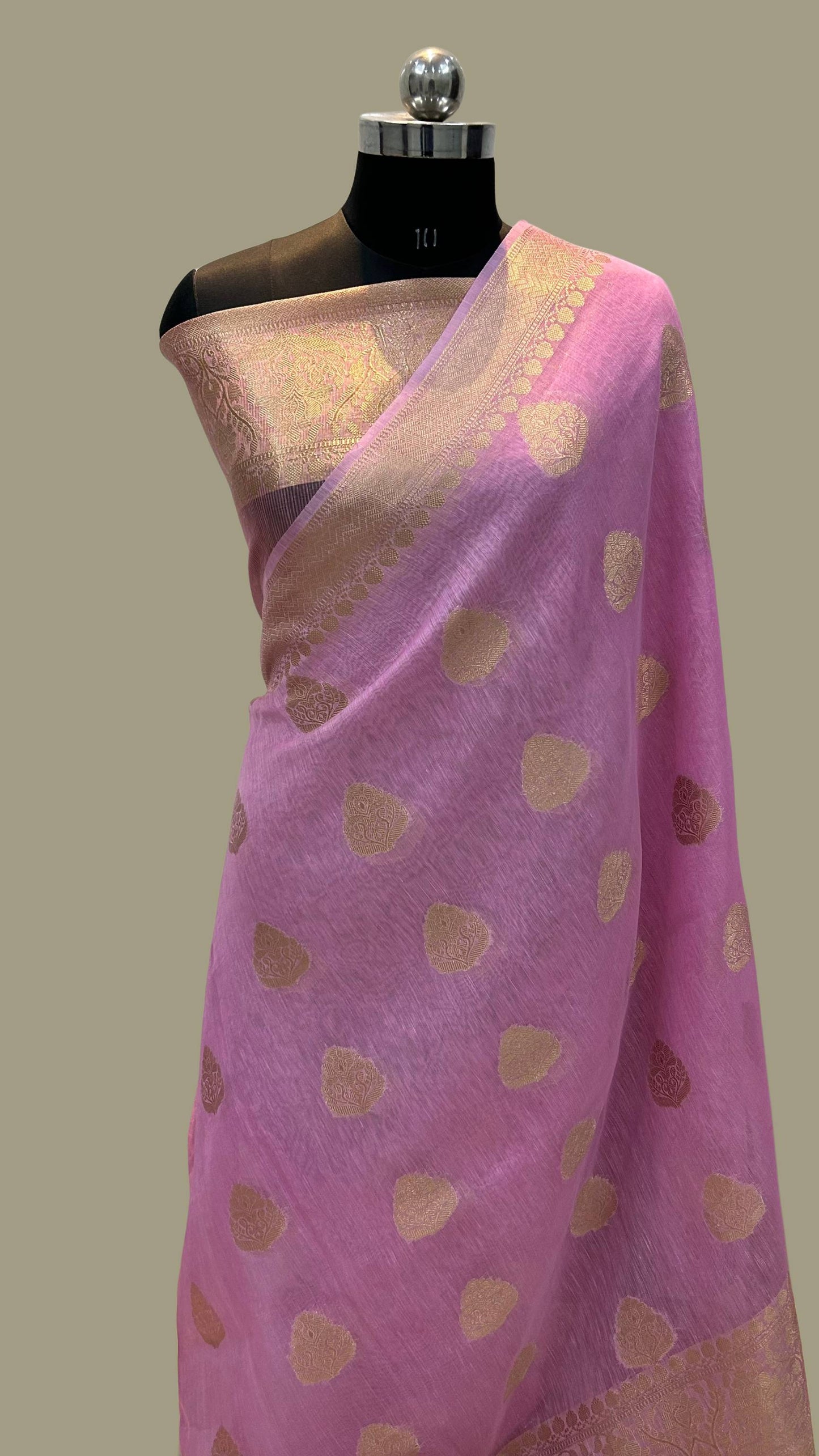 Pure Linen Banarasi Saree with zari weaving work