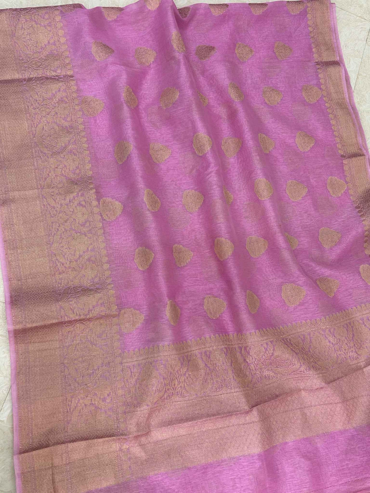 Pure Linen Banarasi Saree with zari weaving work