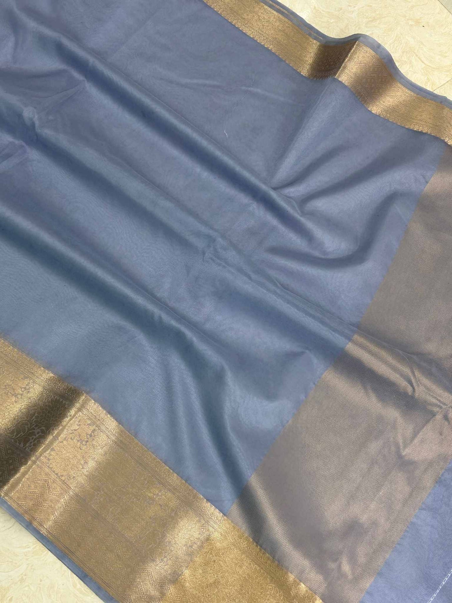 Organza Silk Banarasi Saree with zari weaving