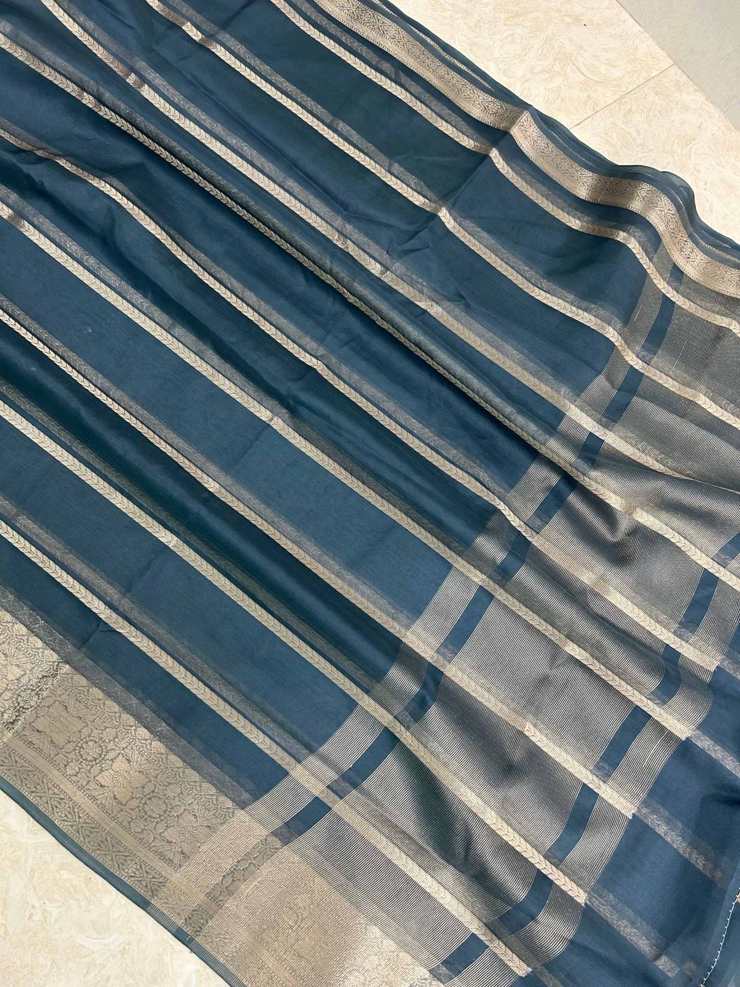 Organza Silk Banarasi Saree with zari weaving