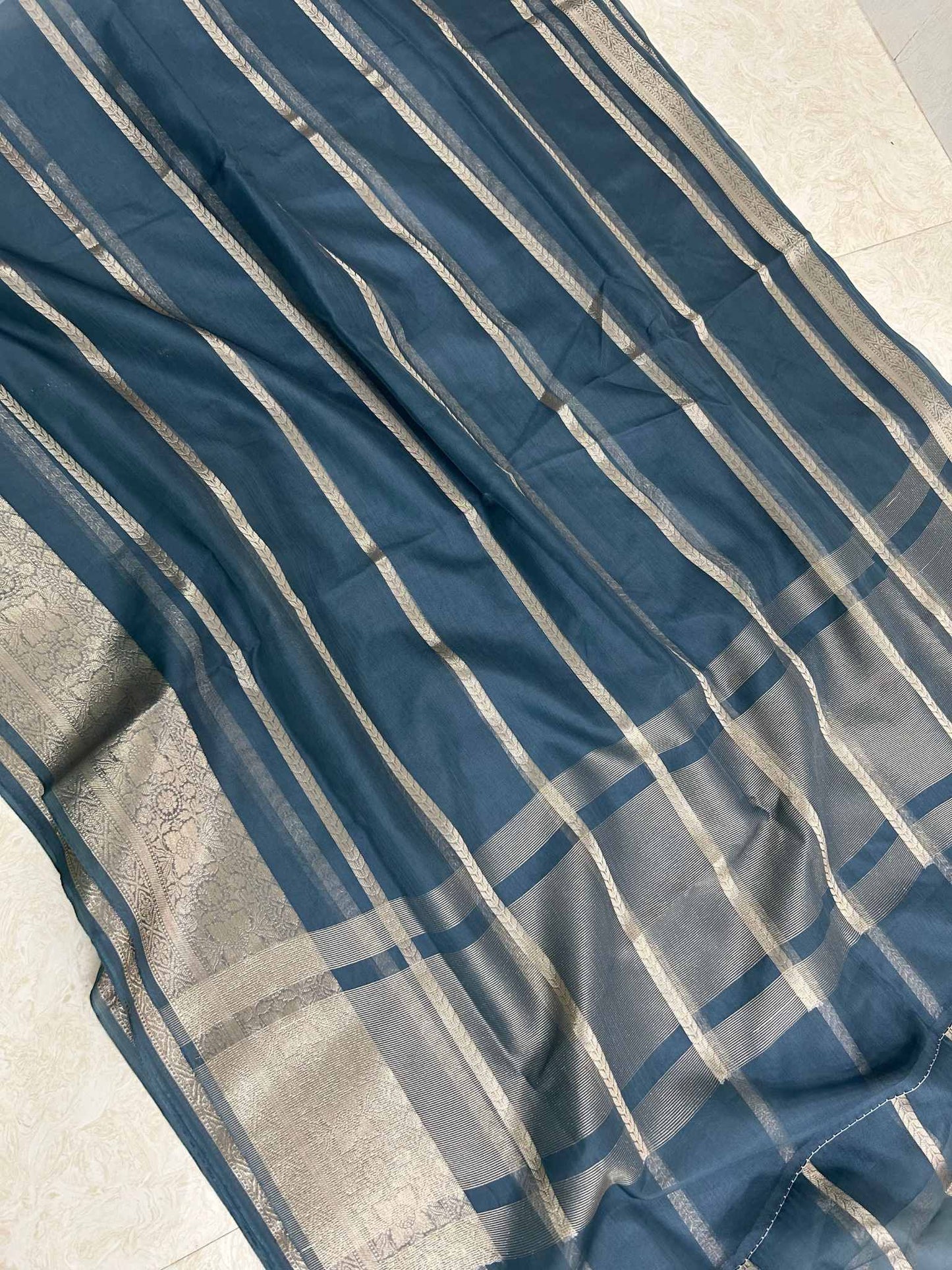 Organza Silk Banarasi Saree with zari weaving