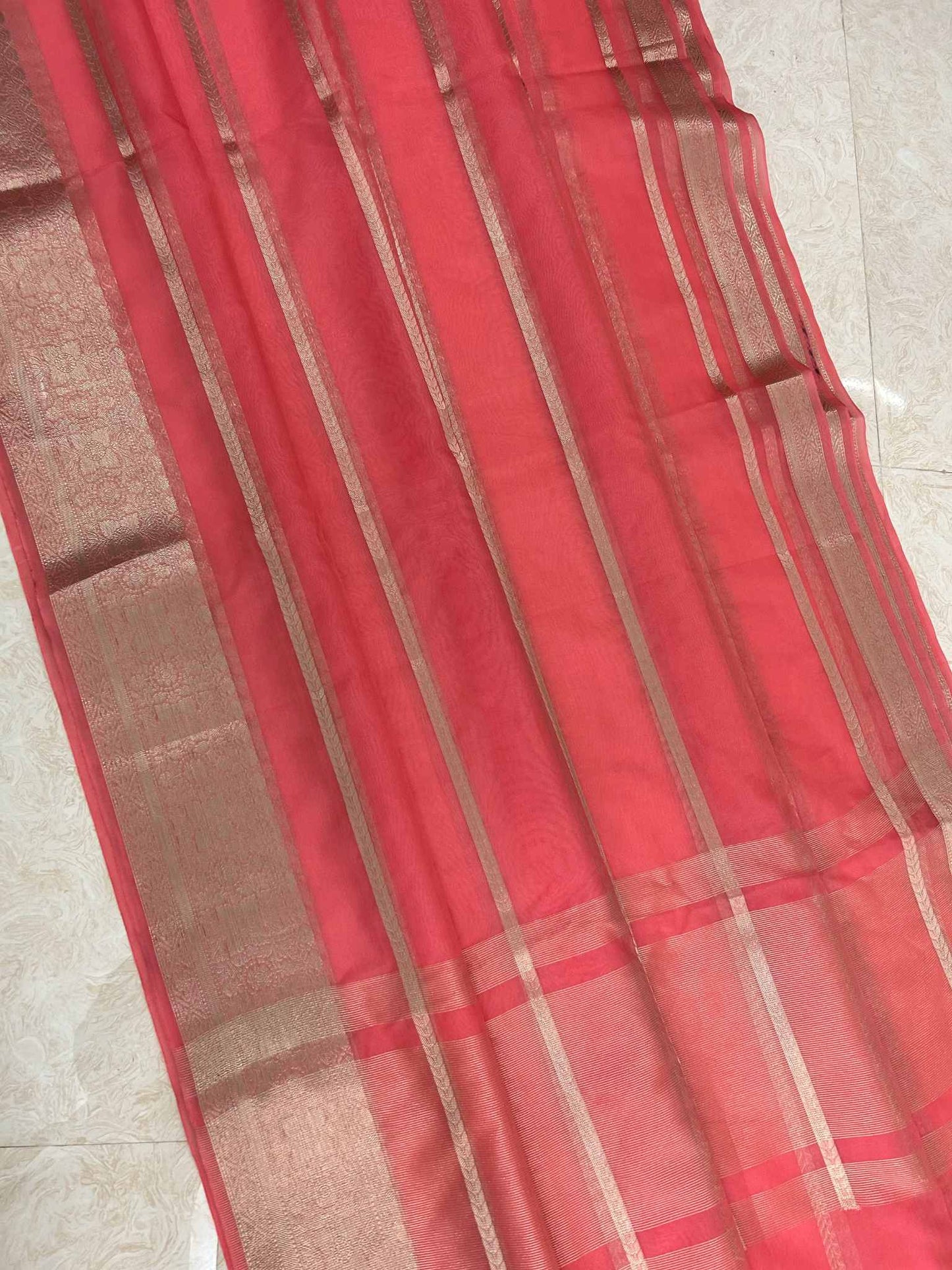 Organza Silk Banarasi Saree with zari weaving