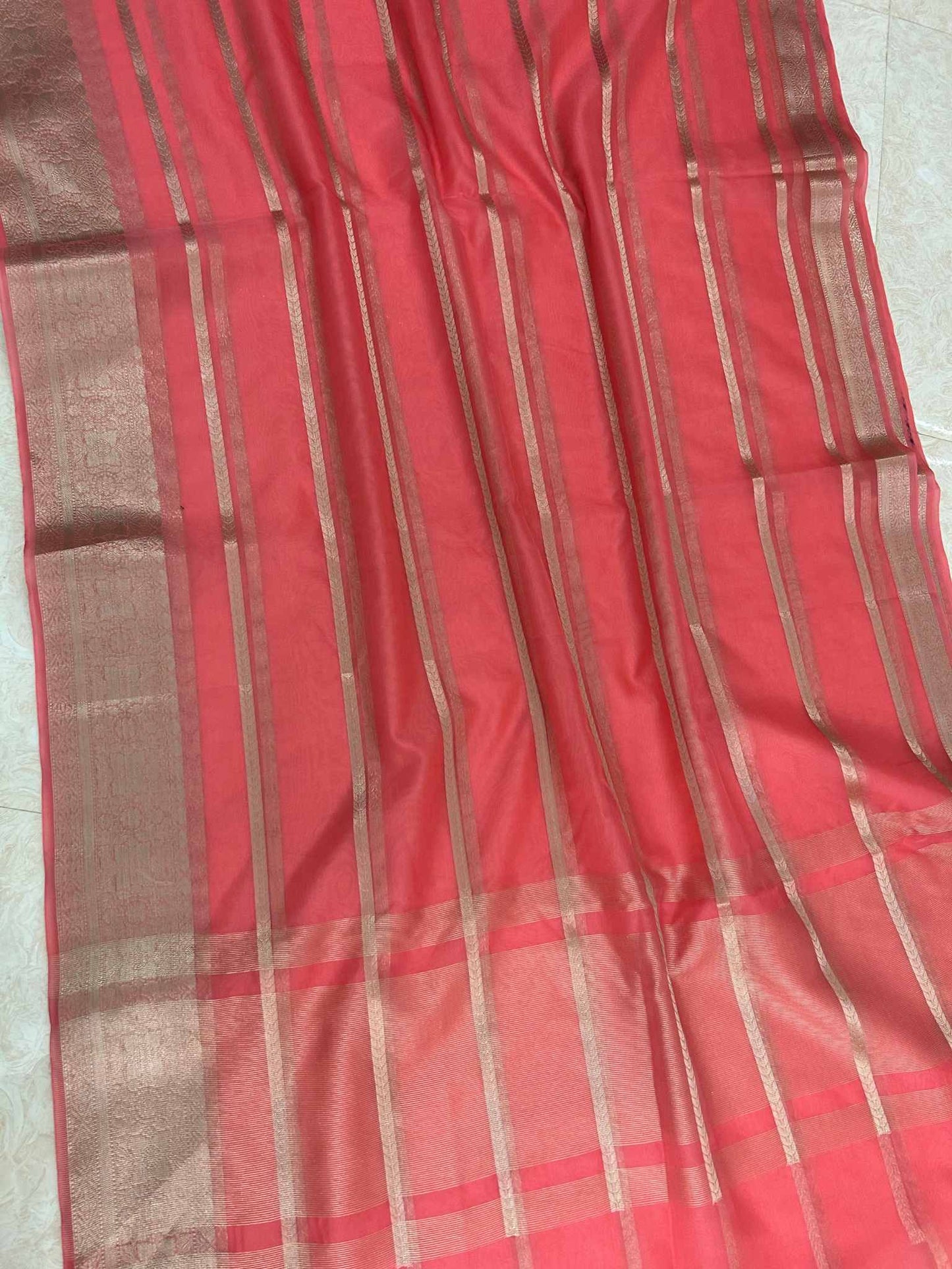 Organza Silk Banarasi Saree with zari weaving