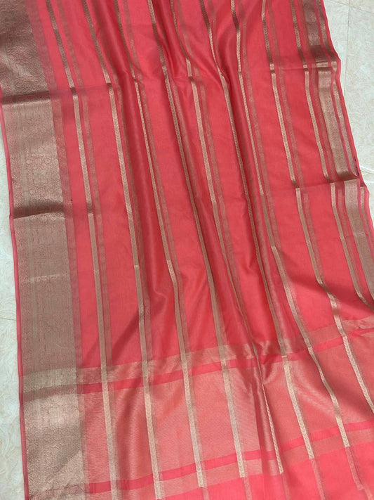 Organza Silk Banarasi Saree with zari weaving